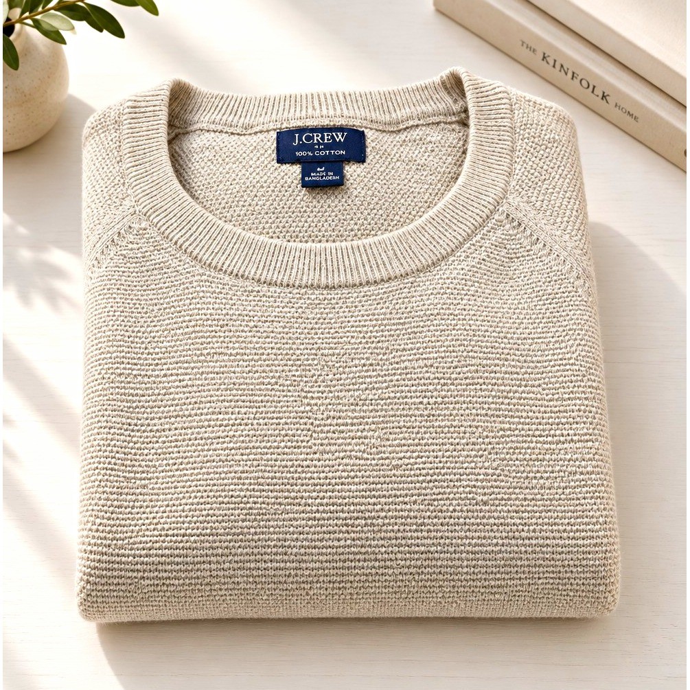 J.CREW Men\'s Crewneck Pullover Knit Sweater Cotton Ribbed CD617 100% Cotton MED J.CREW Men\'s Crewneck Pullover Knit Sweater Cotton Ribbed CD617 100% Cotton MED