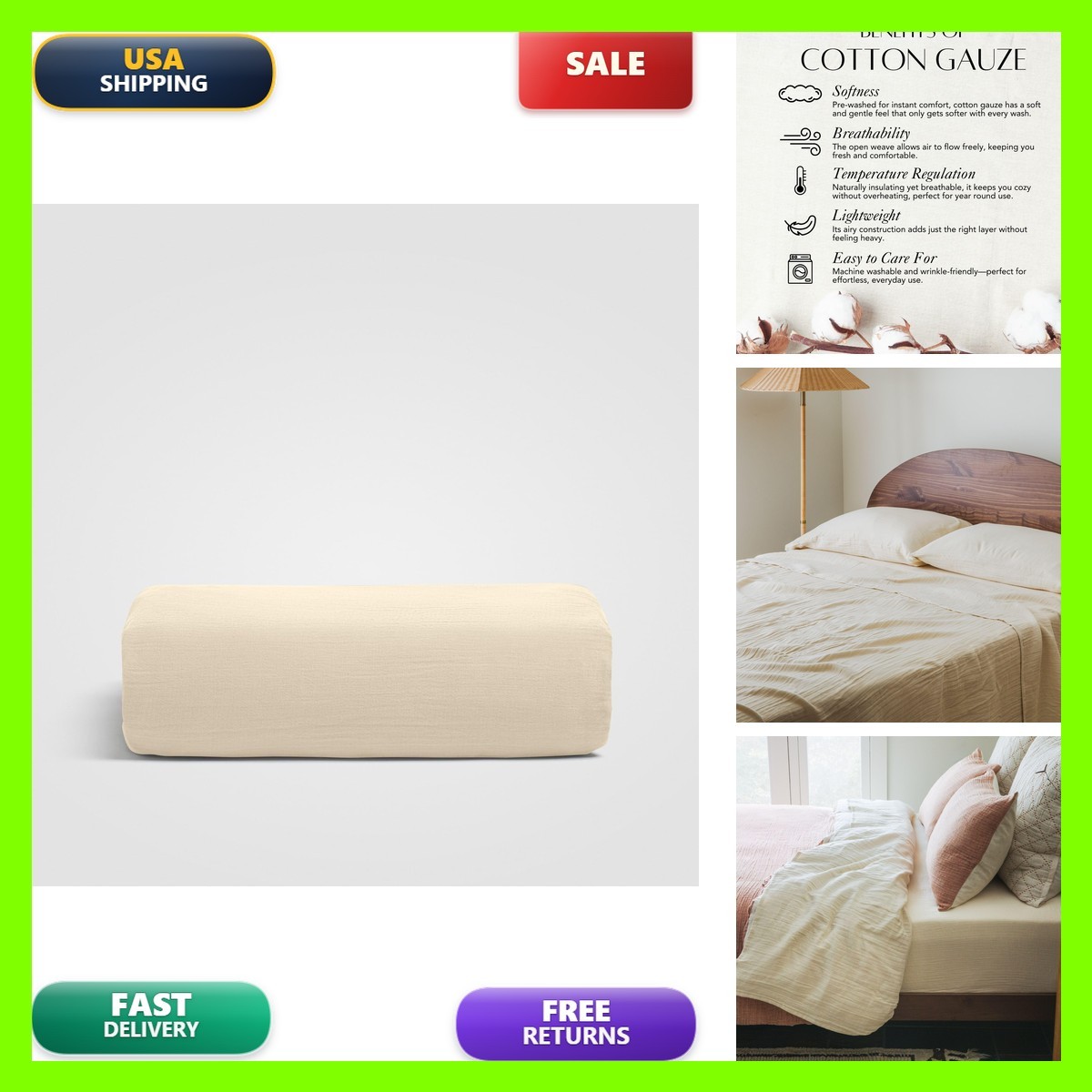 Crane Home Dune Crinkled Comfort King Fitted Sheet Sandy Beige 100 Cotton Gauze