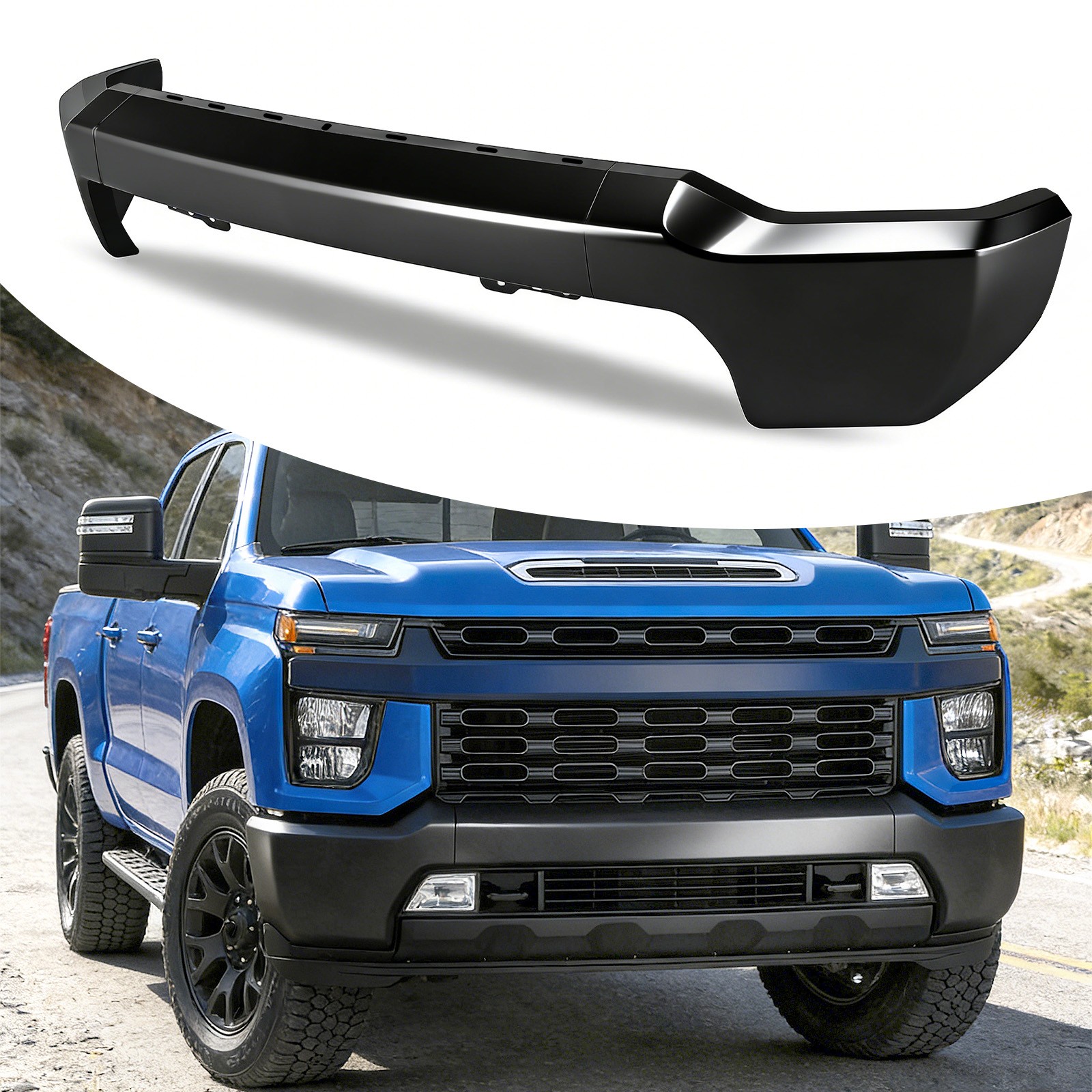3PCS For 20-23 Silverado 2500 3500HD Front Bumper Face Bar w/o Sensor Holes BLK 3PCS For 20-23 Silverado 2500 3500HD Front Bumper Face Bar w/o Sensor Holes BLK
