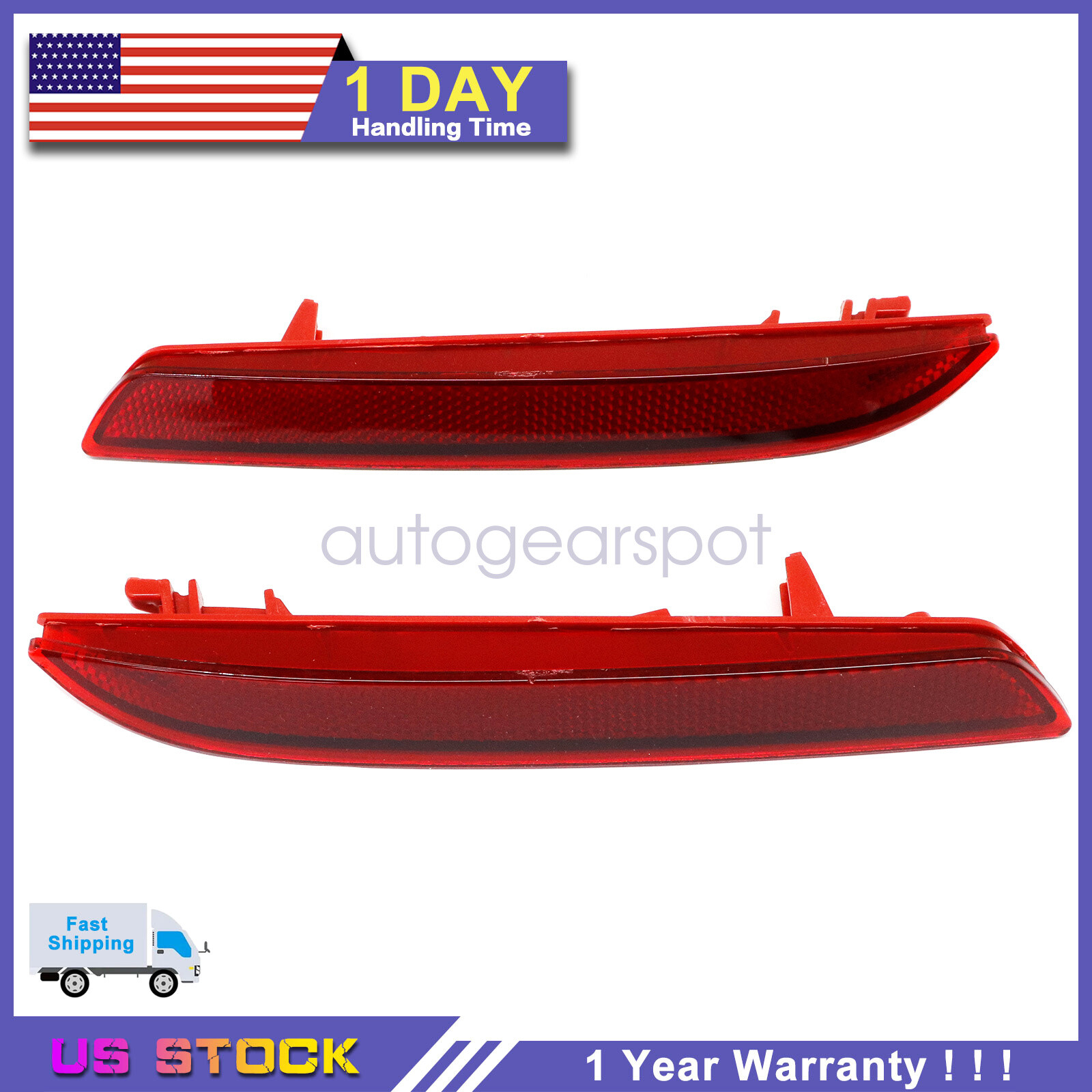 2x For 2010-2011 Honda Insight / Honda Fit EV 2013-2014 Rear Bumper Reflector