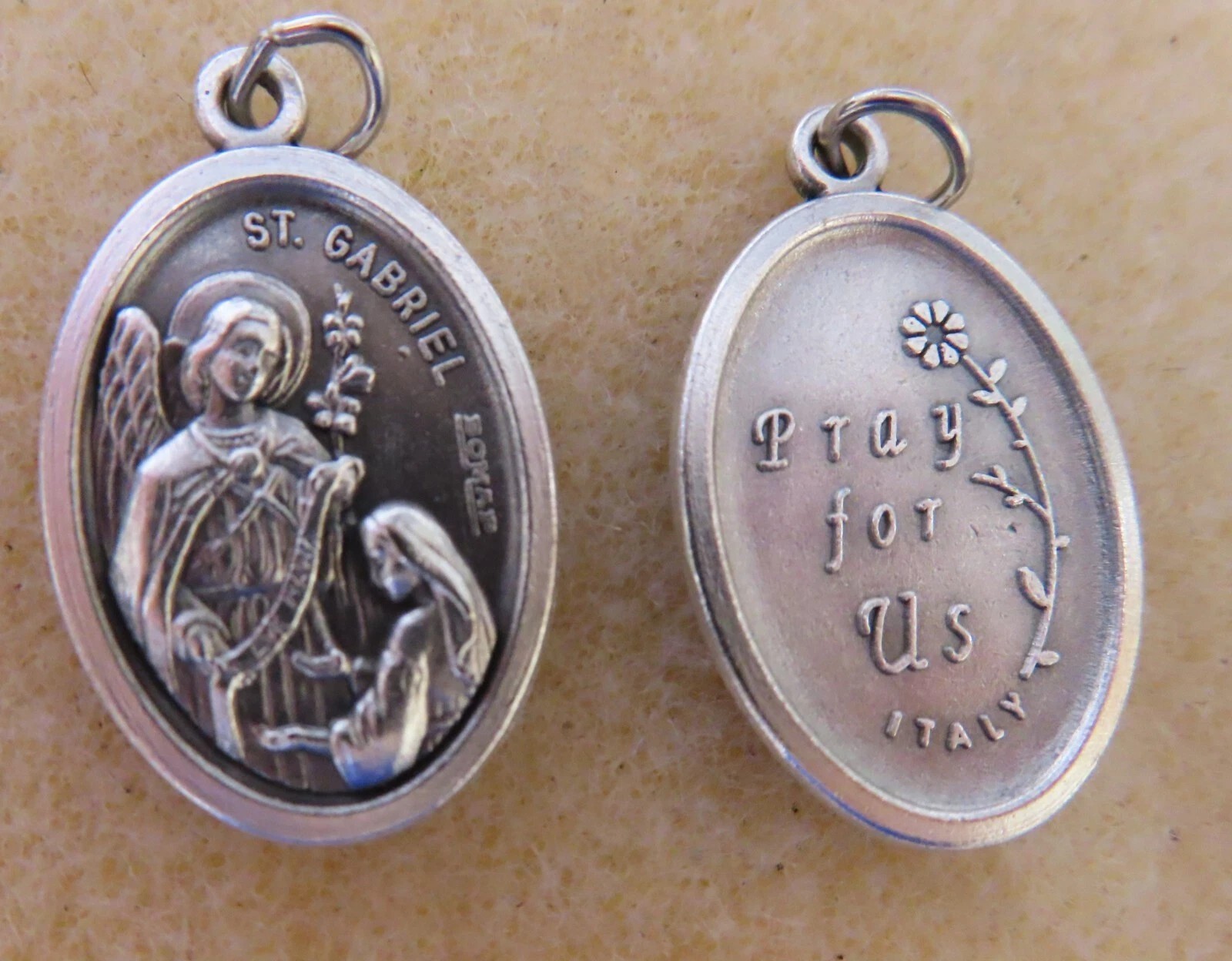Saint St. Gabriel - Pray for Us - Oxidized Italian 1 inch Medal 0204