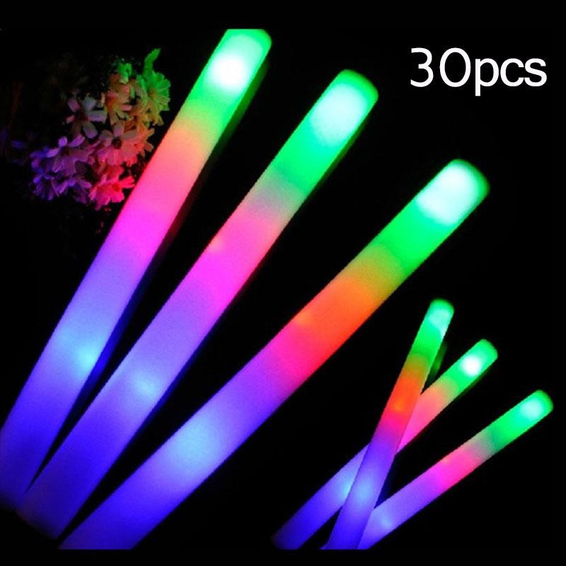 30pcs LED Glow Foam Sticks Colorful Rgb Cheer Tubes for Weddings Birthdays