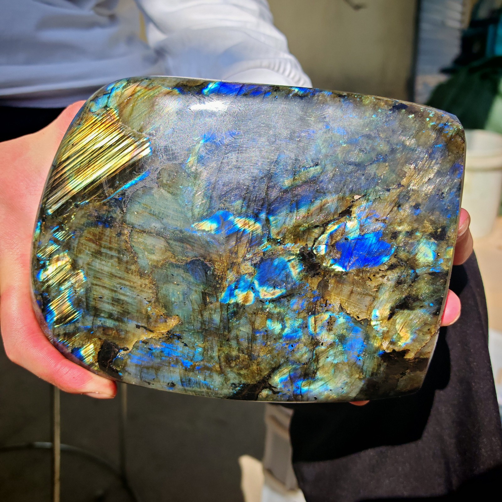8.14LB Natural Blue Labrador Moonstone Quartz Free Mineral Sample 3700g