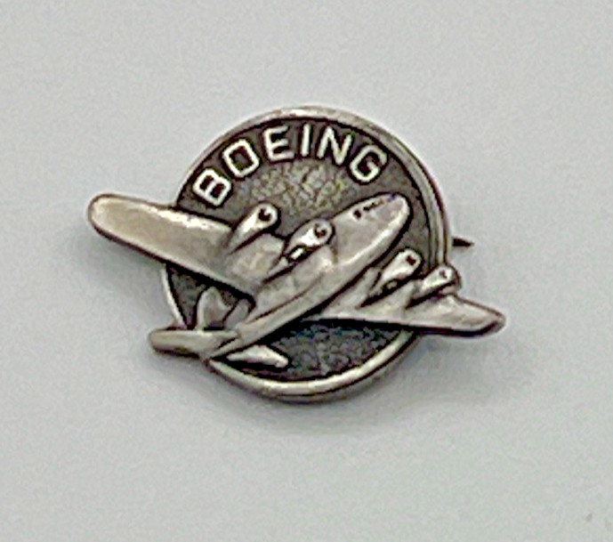 VINTAGE BOEING MODEL 307 STRATOLINER EMPLOYEE LAPEL PIN SAFTEY PIN BACK WWII ERA