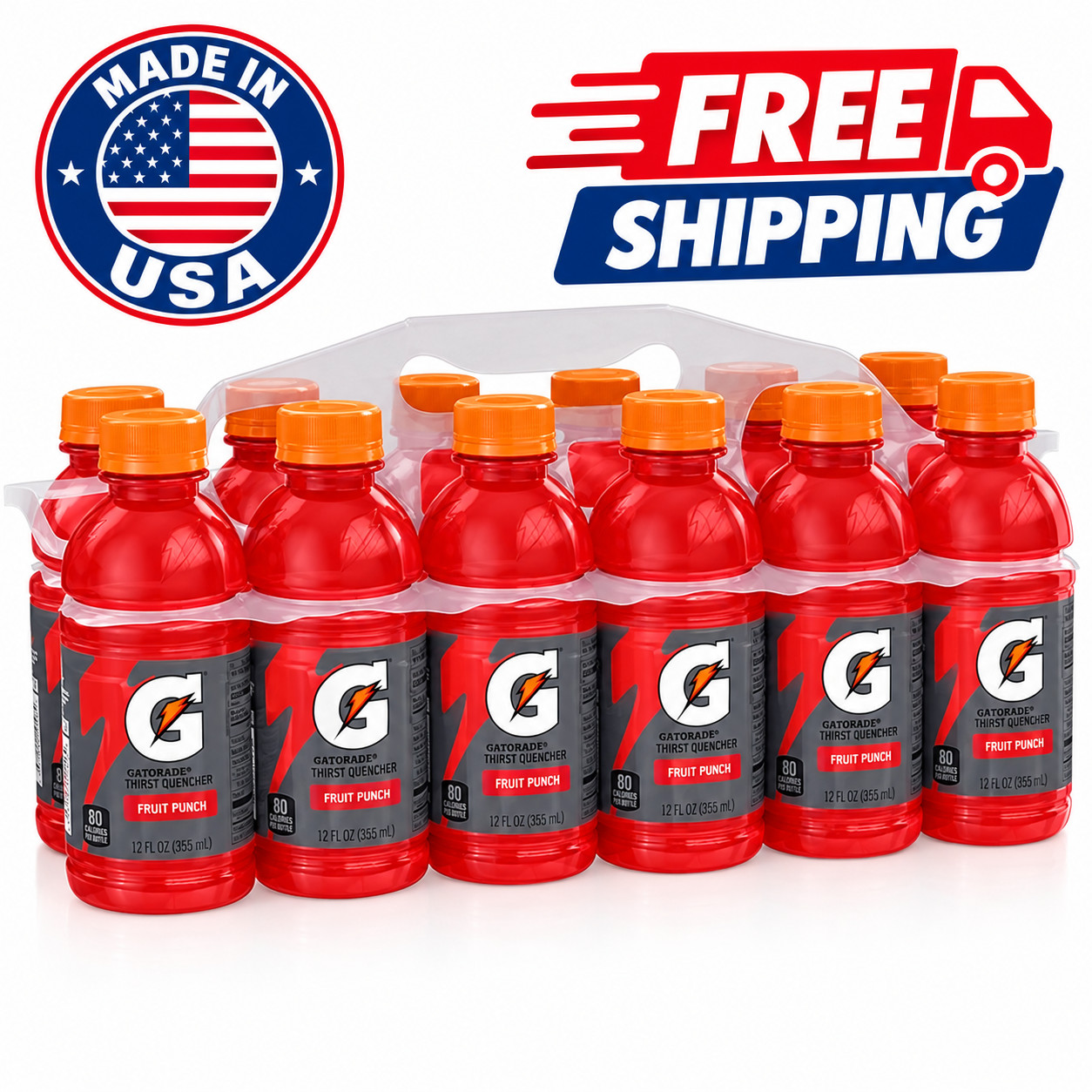 Gatorade Thirst Quencher Electrolyte Sports Drink,Fruit Punch, 12 fl oz, 12Count