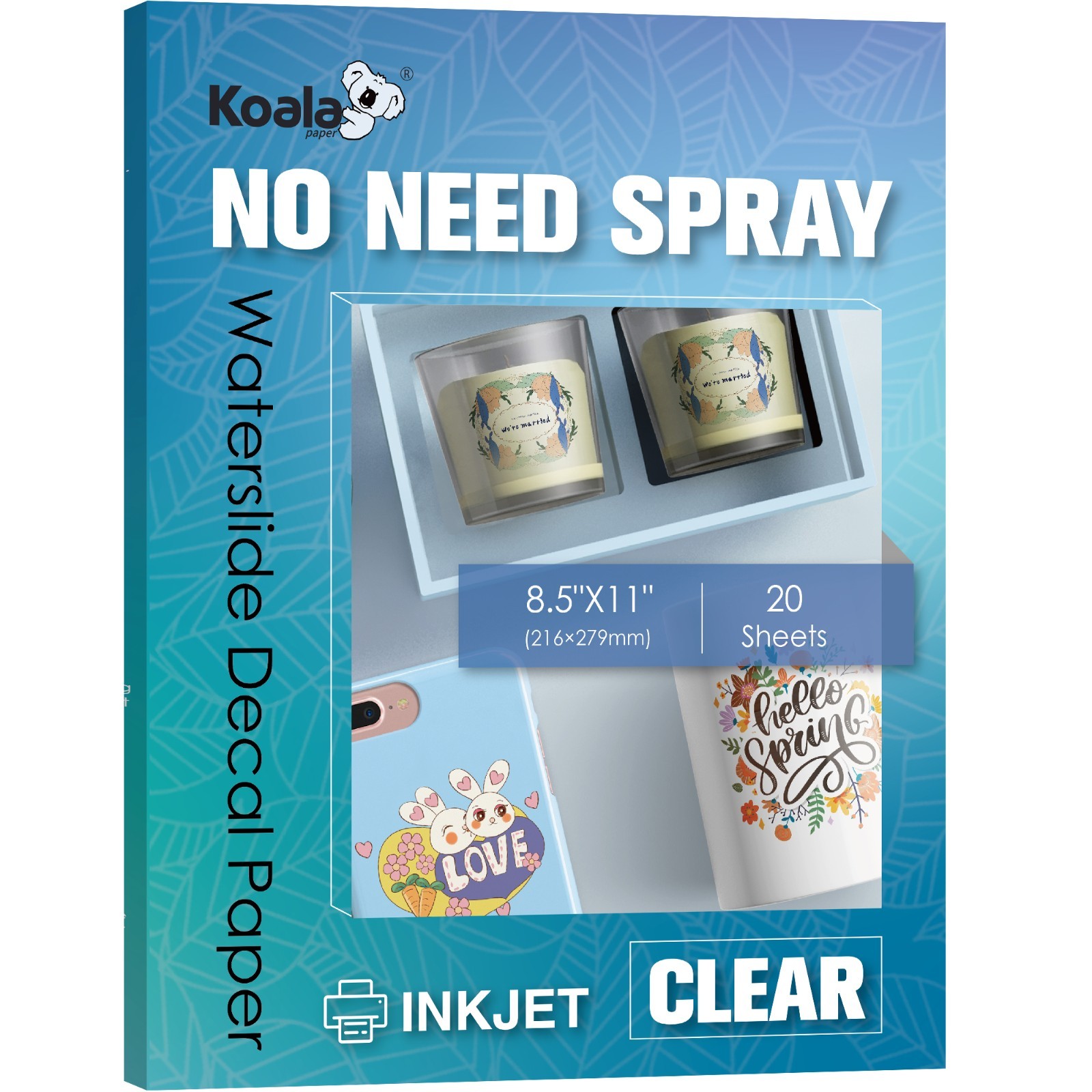 Lot Koala Waterslide Decal Paper - Clear / White / No Spray for  Inkjet or Laser