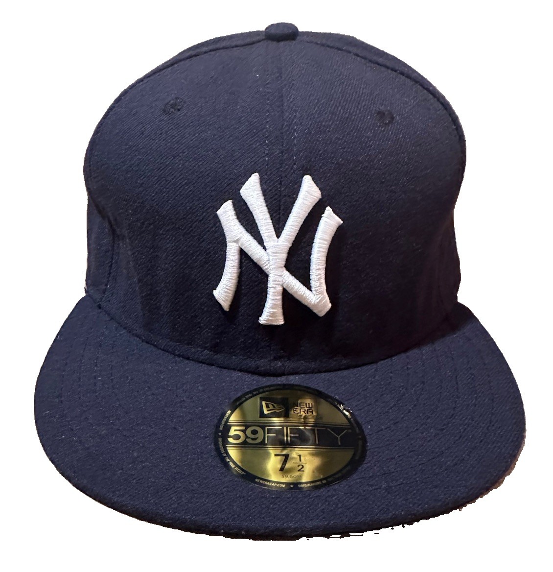 New Era 59FIFTY New York Yankees Pre 2016 Fitted Cap Hat Navy Blue 7 1/2 USA New