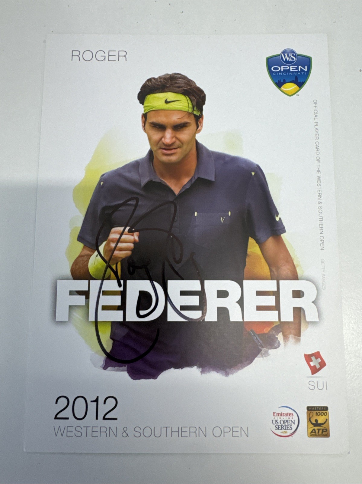 2012 Cincinnati Open Roger Federer Autographed Promo Card