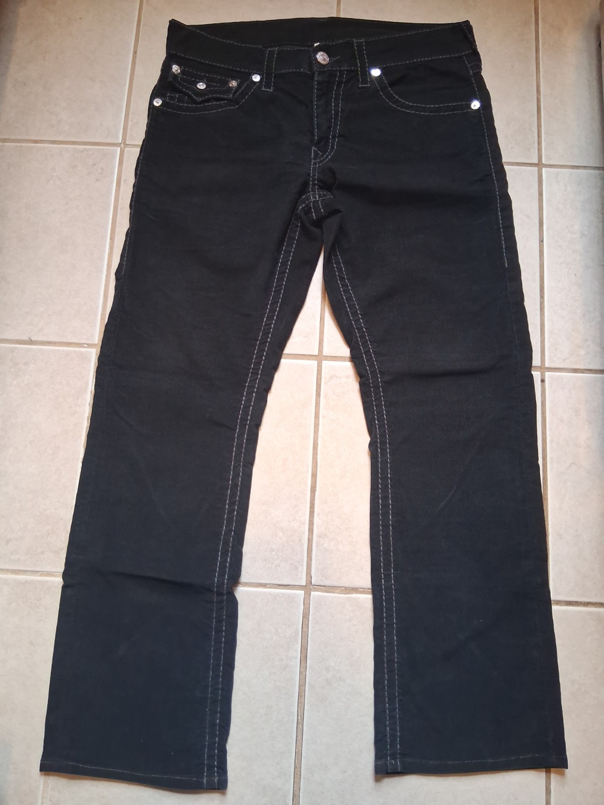 🤩 True Religion Corduroy Pants/Denim Mens Size 33 Black Straight Leg  Y2K Rare 