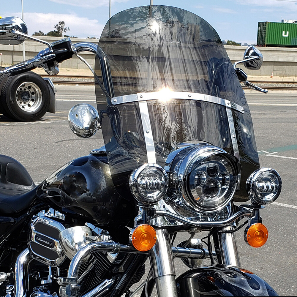 For 1994-2025 Harley Road King CVO Classic Touring Smoked Windshield w/ Bracket