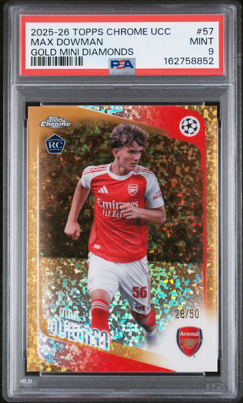 2025-2026 TOPPS CHROME UEFA CLUB COMPETITIONS #57 MAX DOWMAN 26/50 PSA 9