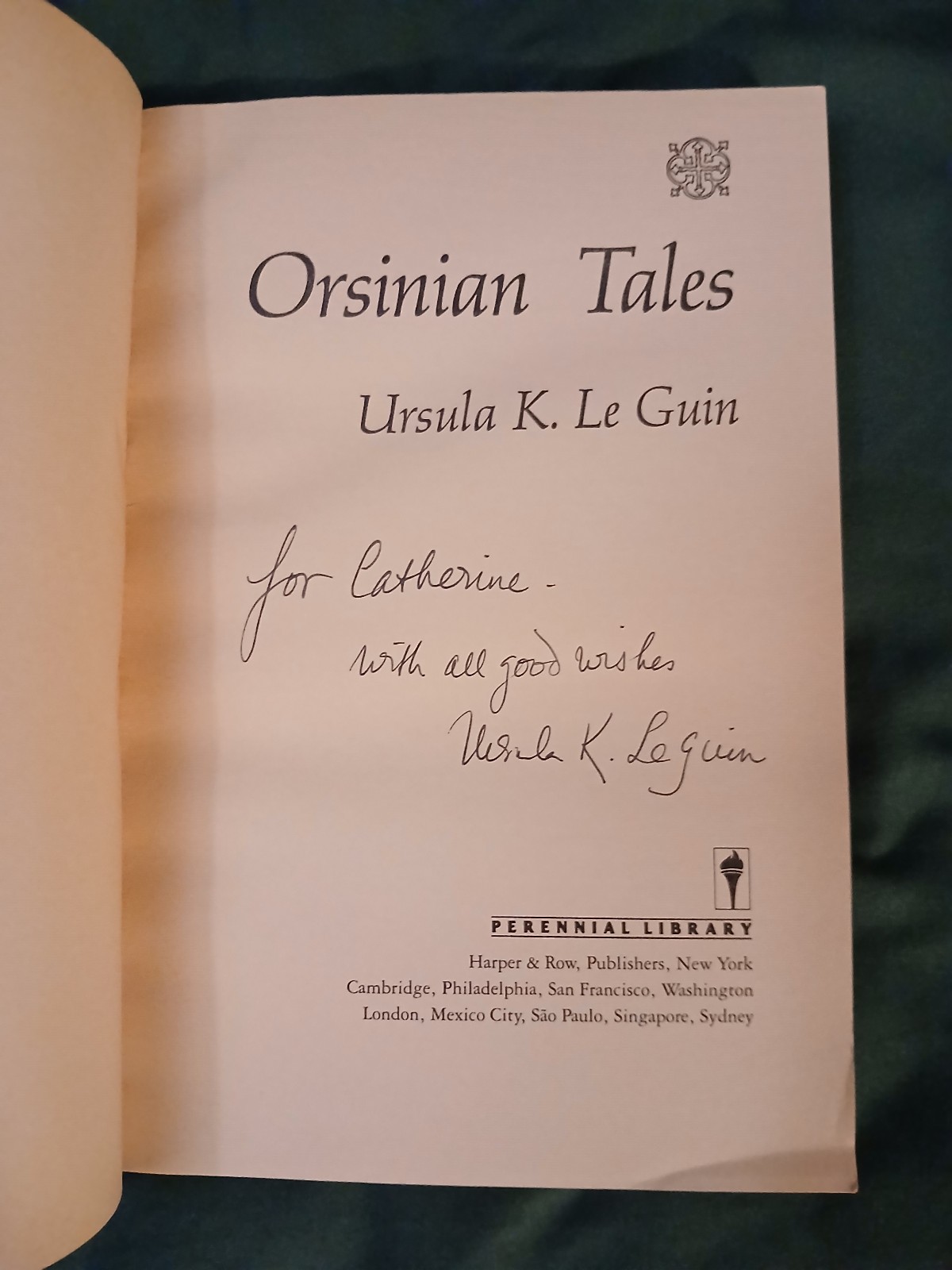 SIGNED Ursula K Le Guin Orsinian Tales paperback GOOD Perennial Fiction Library