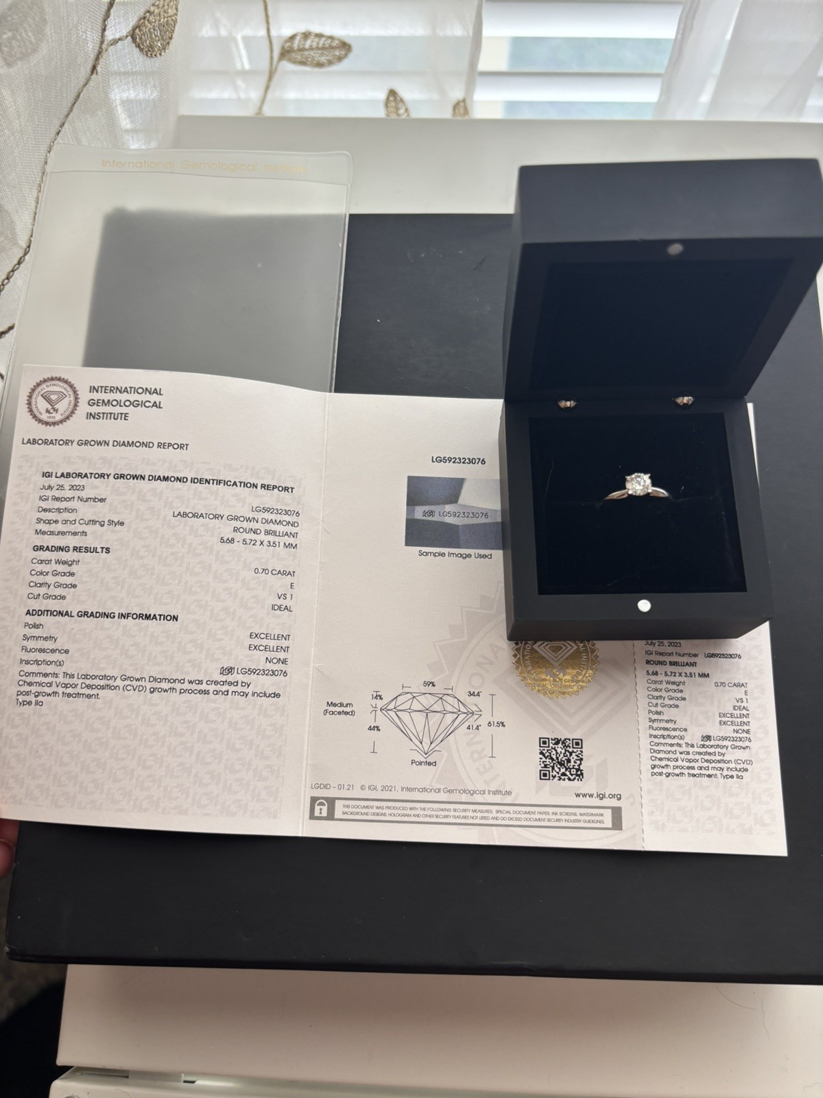 14k White Gold 3/4ct Lab Grown Diamond Engagement Ring Size 7