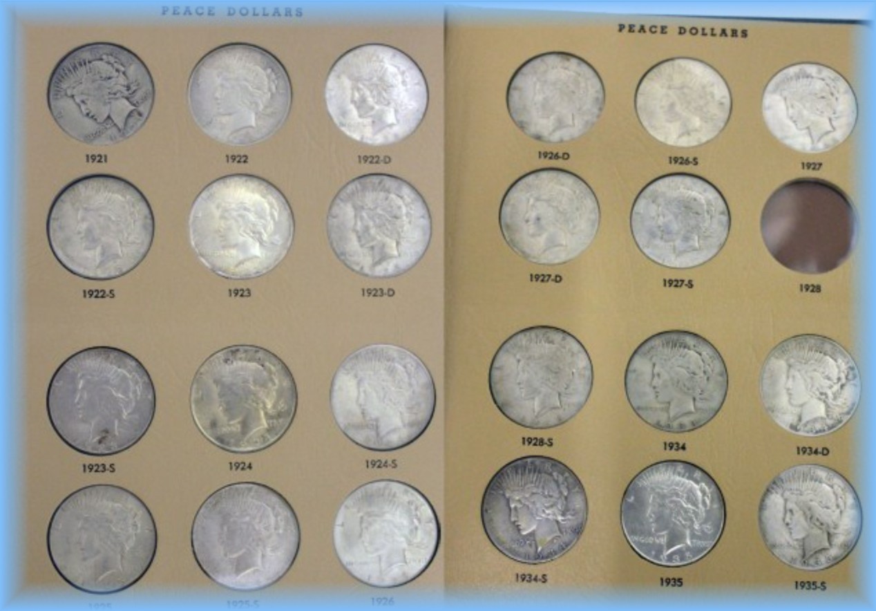 1921 - 1935 Peace Silver Dollar US Coin Lot ~ P D S VG - XF ~ 90% Bullion