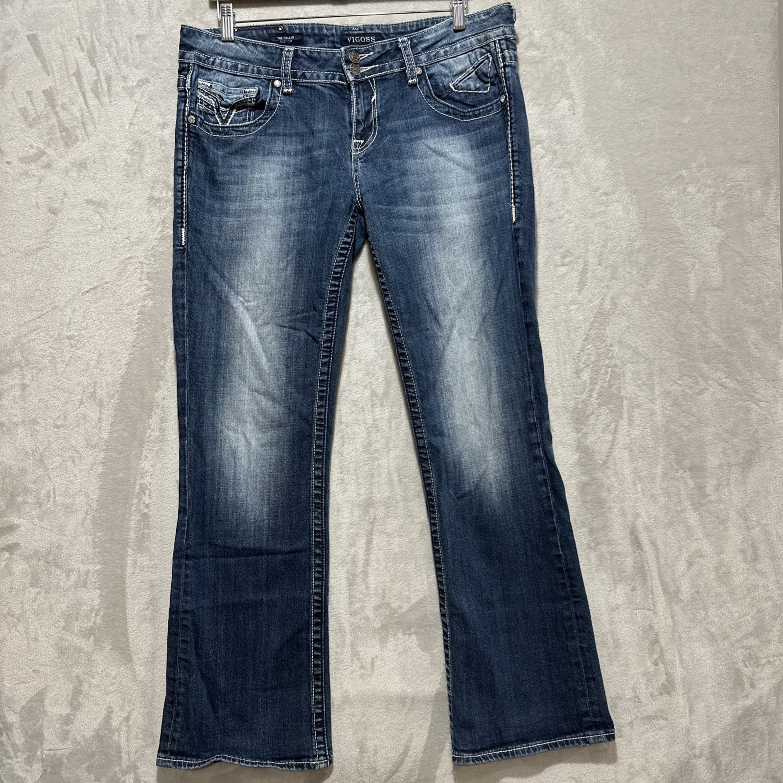 VIGOSS Women\'s Jeans Size 13/14 The Dallas Bootcut Blue Med Wash Mid Rise