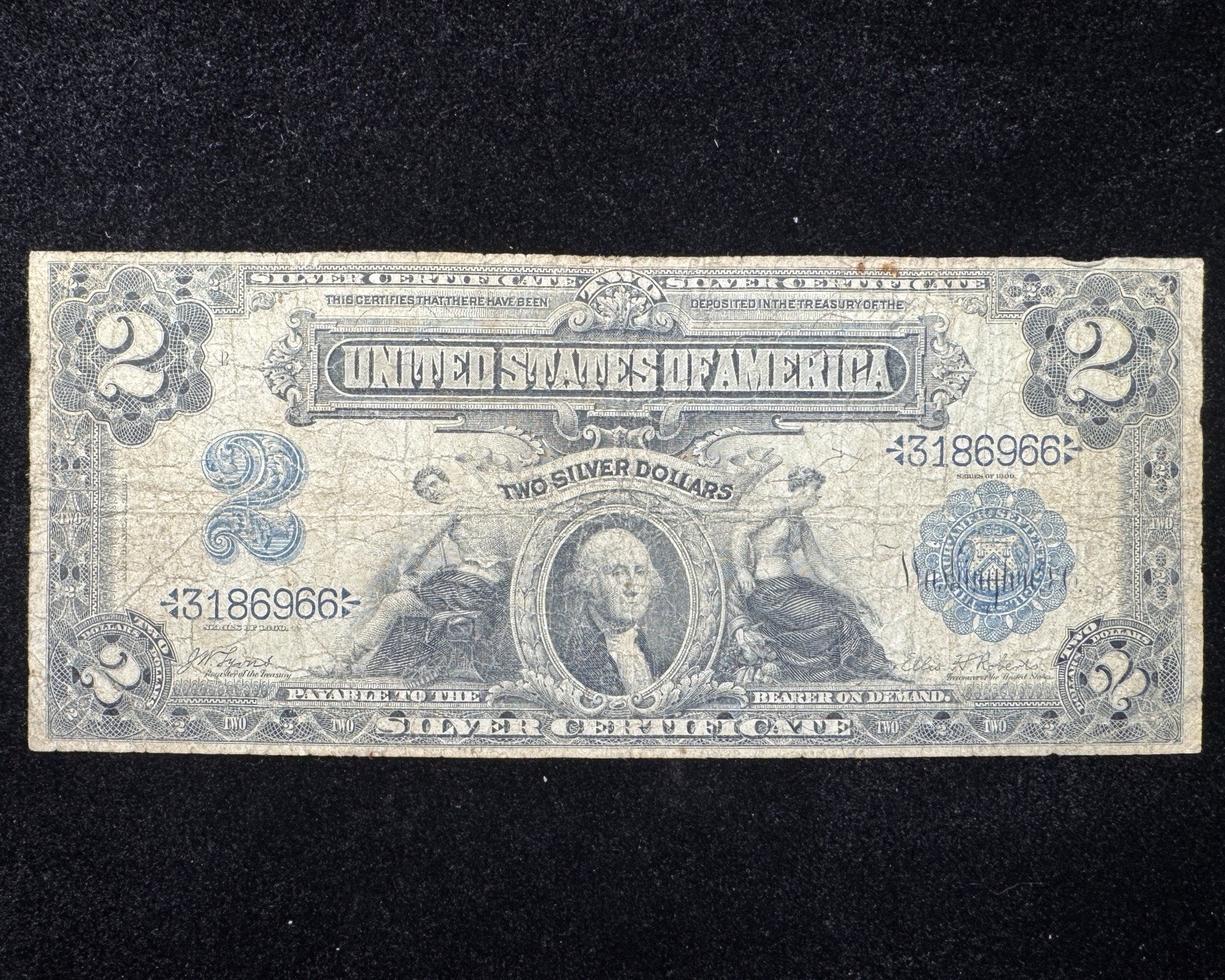 1899 $2 Silver Certificate (Fr#249) - $2 Raw - Mini Porthole - Lyons Roberts