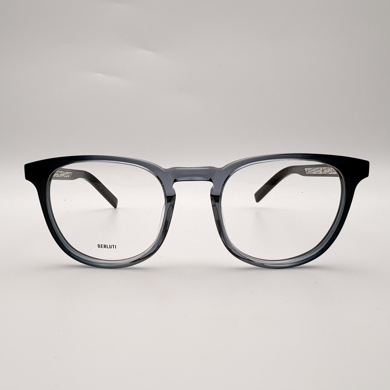Berluti BL50002I 086 Blue Transparent Round Acetate Eyeglasses 51mm NEW