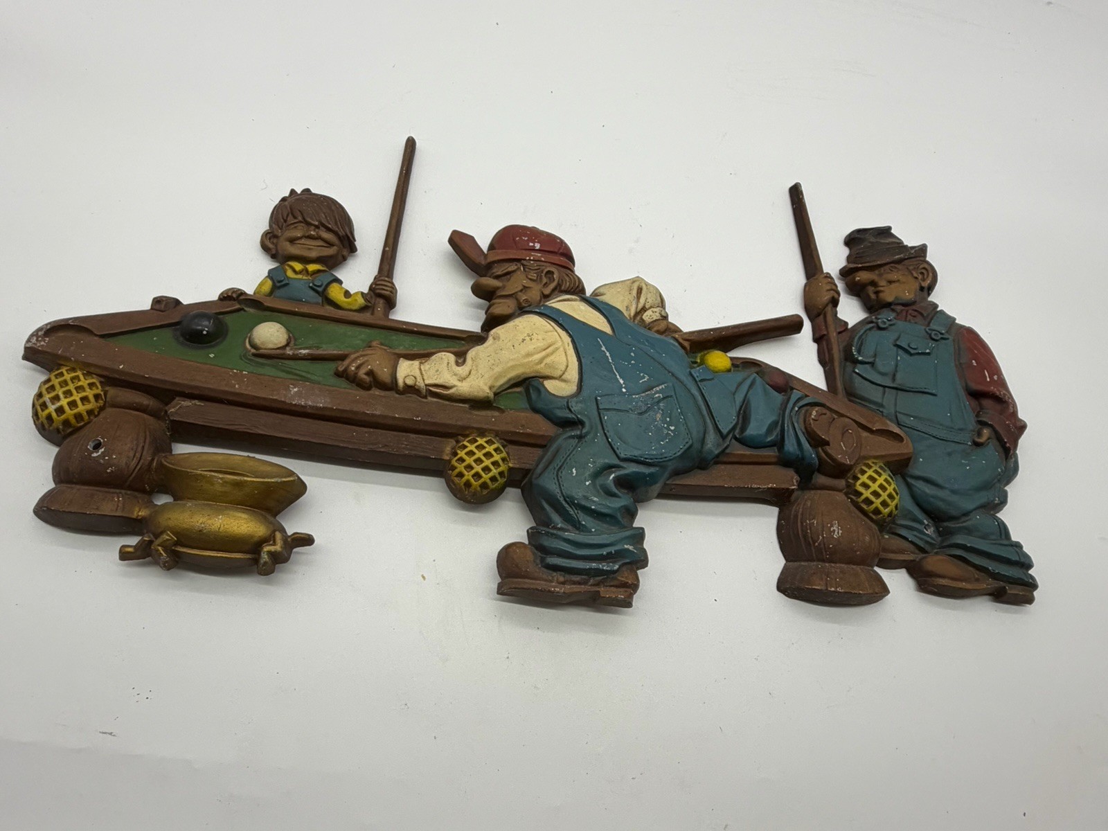 Sexton Vintage 1971 Wall Art Hanging #792 Men Shooting Pool Billiards Cast Iron Sexton Vintage 1971 Wall Art Hanging #792 Men Shooting Pool Billiards Cast Iron
