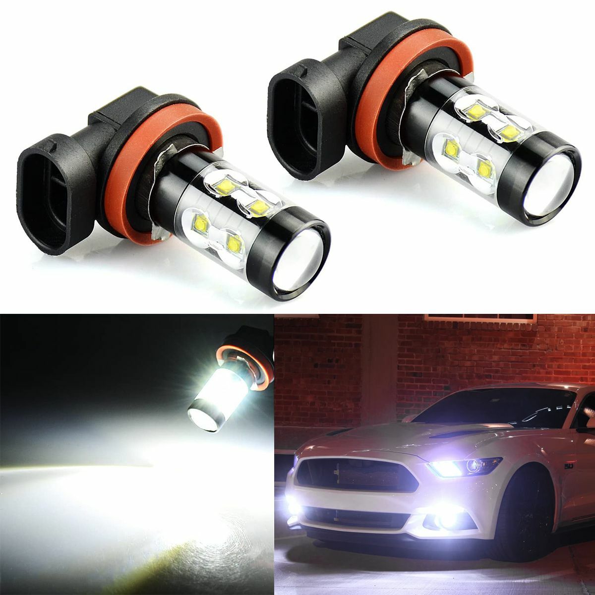 For Ford Mustang 2005-2018 LED Fog Driving Light H11 6000K White Bright Bulbs For Ford Mustang 2005-2018 LED Fog Driving Light H11 6000K White Bright Bulbs