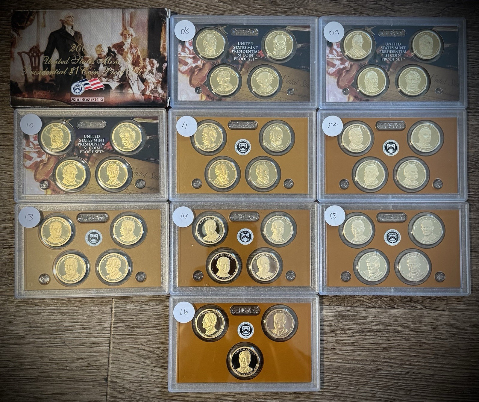 2007-2016 Presidential Dollar GEM PROOF Complete Collection 39 Coin Set US Mint