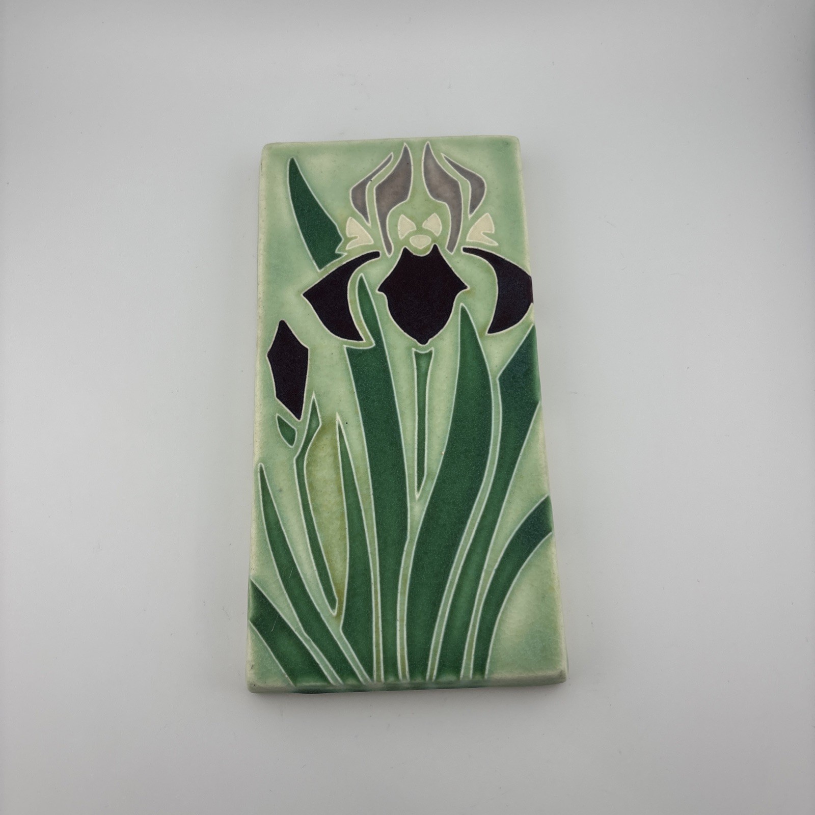 Motawi Tileworks Pottery Floral Iris Flower Tile Plaque Art Deco 