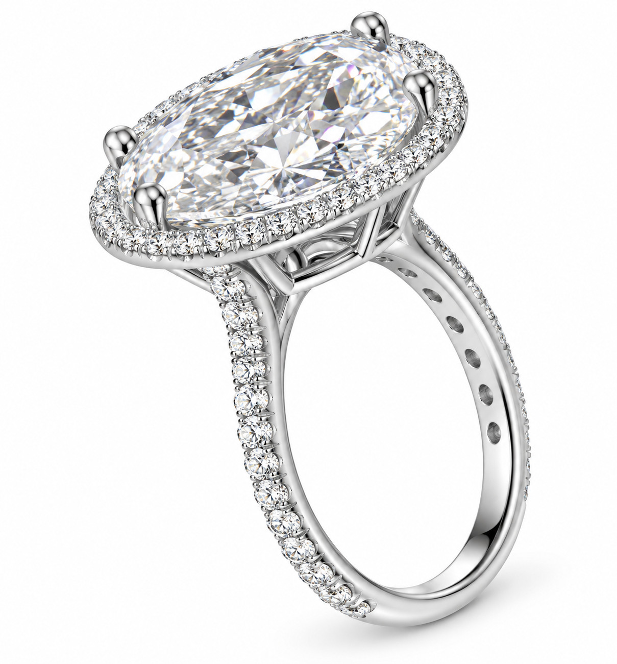 6.20 Ct Certified VVS-E-F-Oval White Diamond Ring-Great Shine-FREE Studs