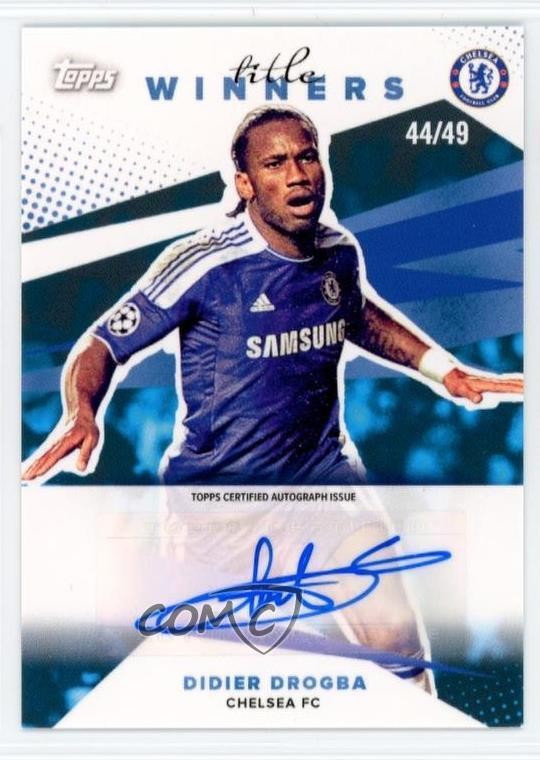 2021-22 Topps Chelsea FC Team Set Title Winners Blue Auto /49 Didier Drogba 0jf5
