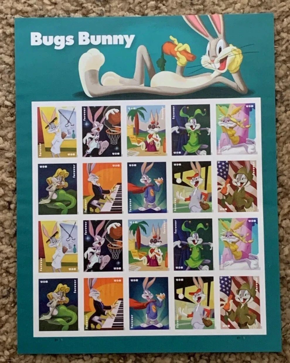 2020 United States Stamps #5494-5503 Bugs Bunny Forever(5 sheets/100 stamps)