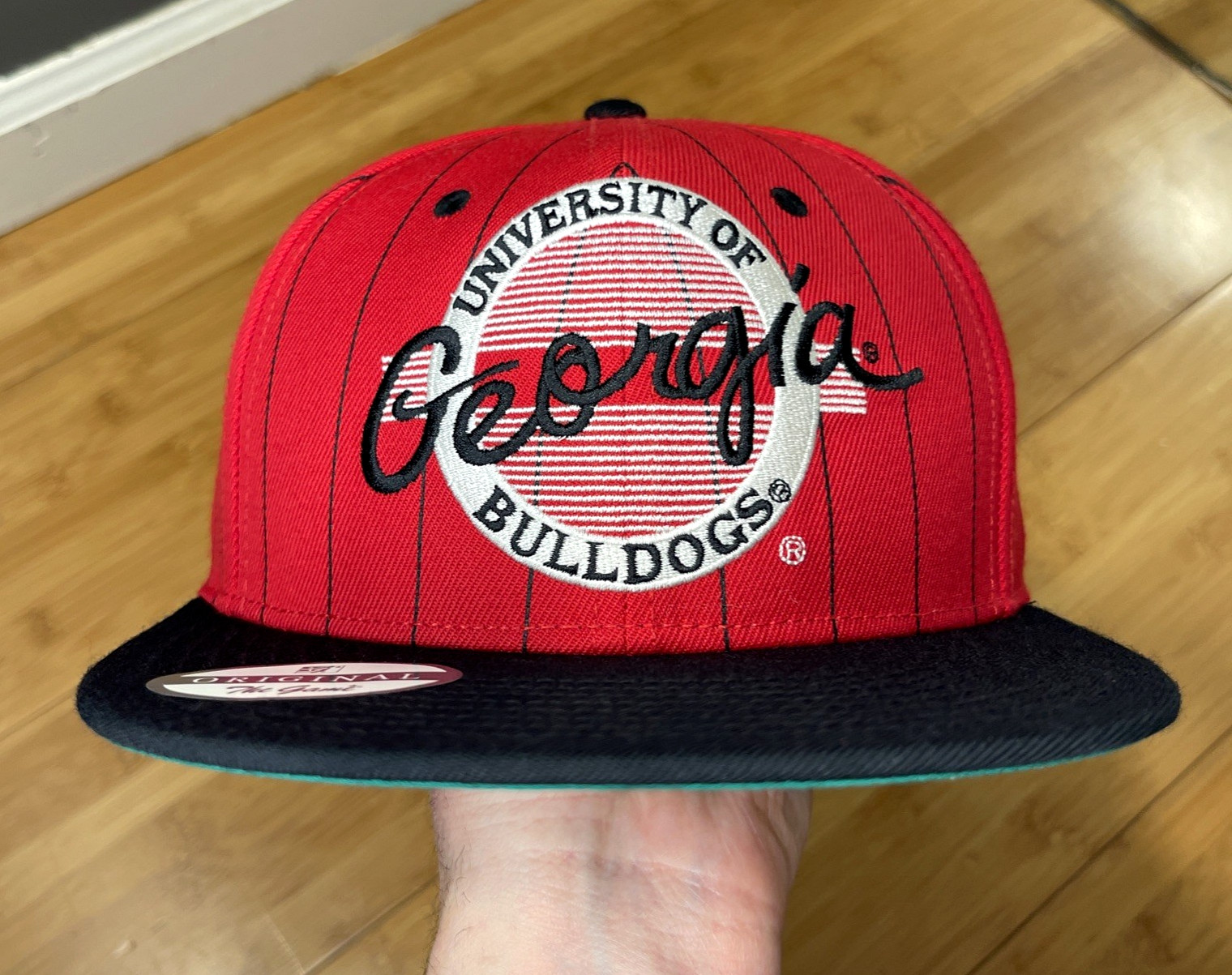 The Game Georgia Bulldogs Circle Pinstripe Retro UGA VTG-Script Snapback Hat Cap