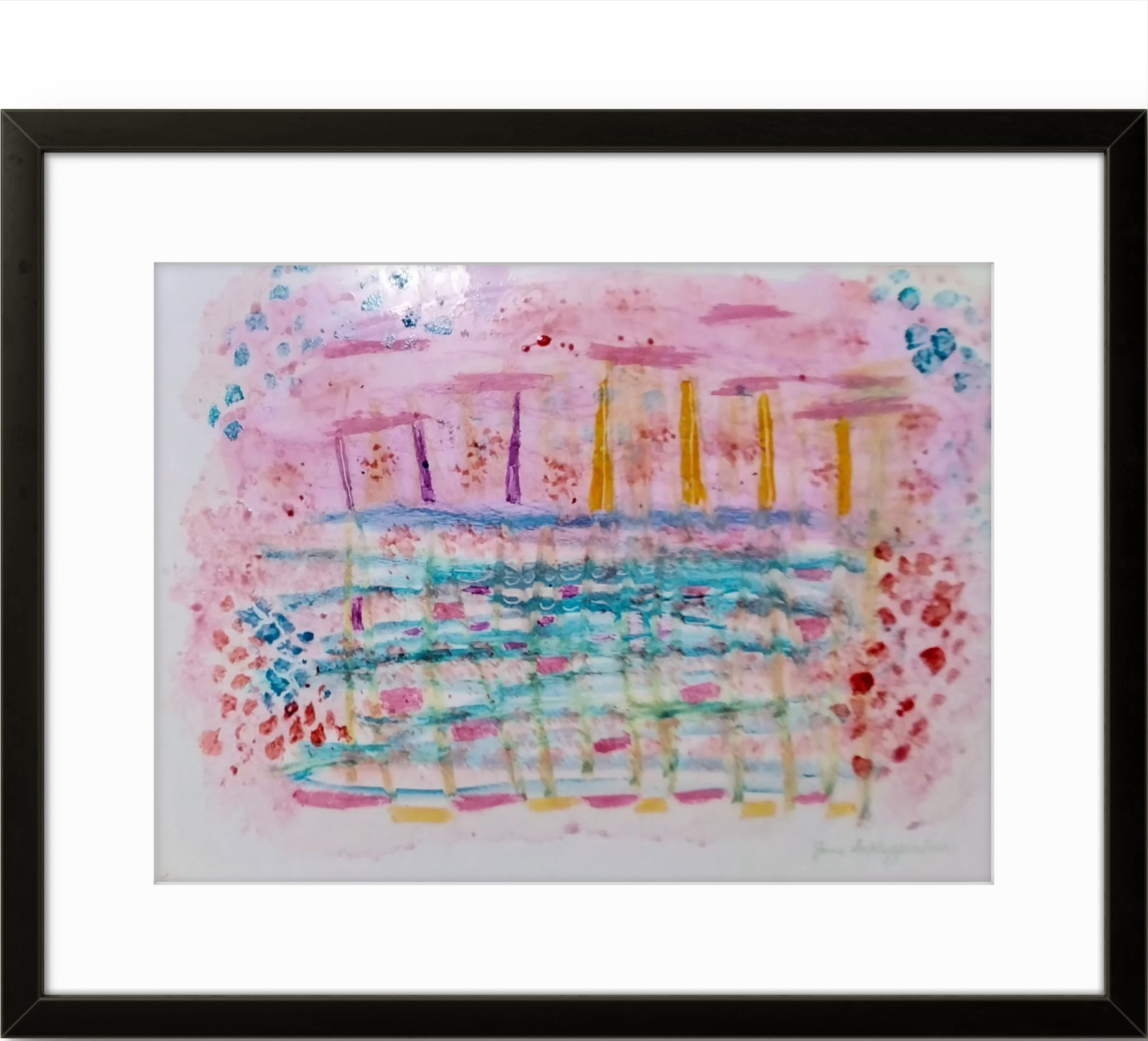 Sailboats Modern Abstract 9x12 Signed Original Watercolor Art Painting BACH