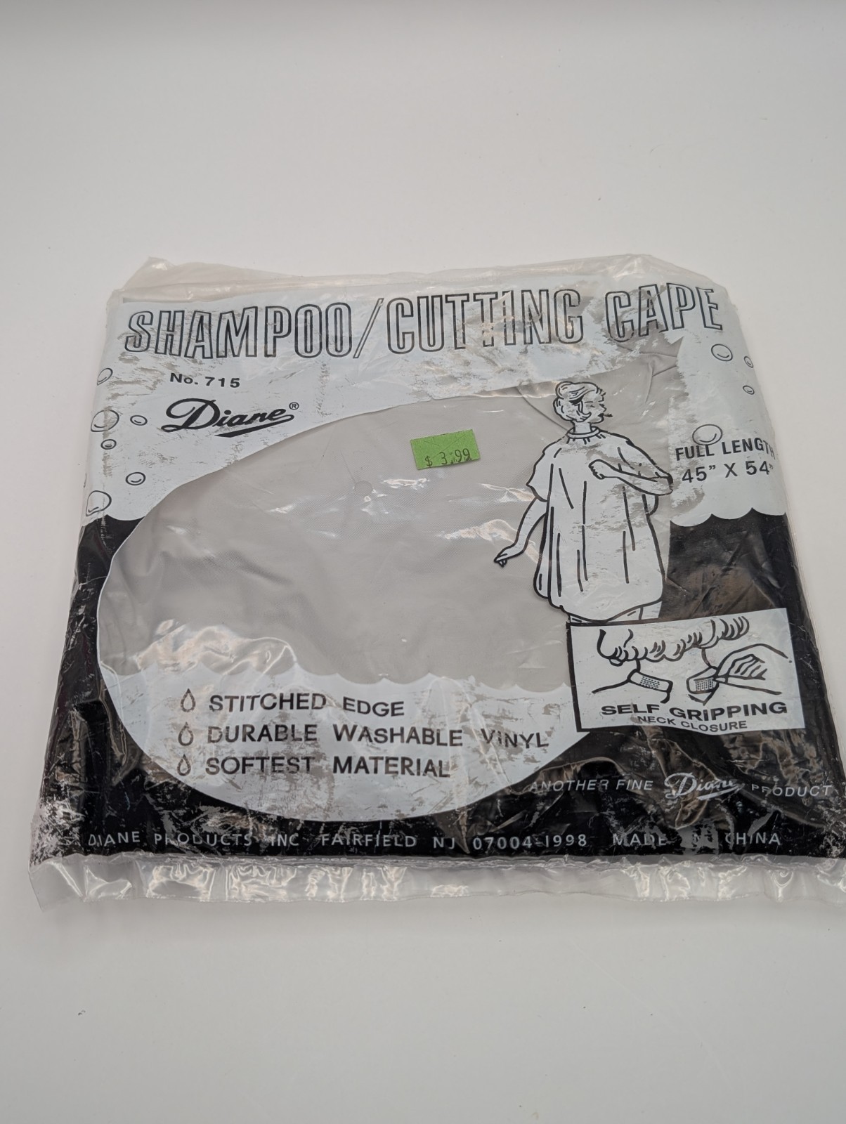 Vintage Diane Shampoo Cutting Cape No. 715 Vinyl 45x54 Self Gripping NOS New