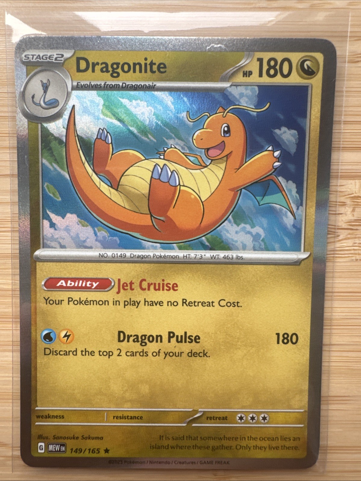 Pokémon Dragonite 149/165 (Cosmos Holo) SV151 Foil Rare 180 HP English 2023 Pokémon Dragonite 149/165 (Cosmos Holo) SV151 Foil Rare 180 HP English 2023