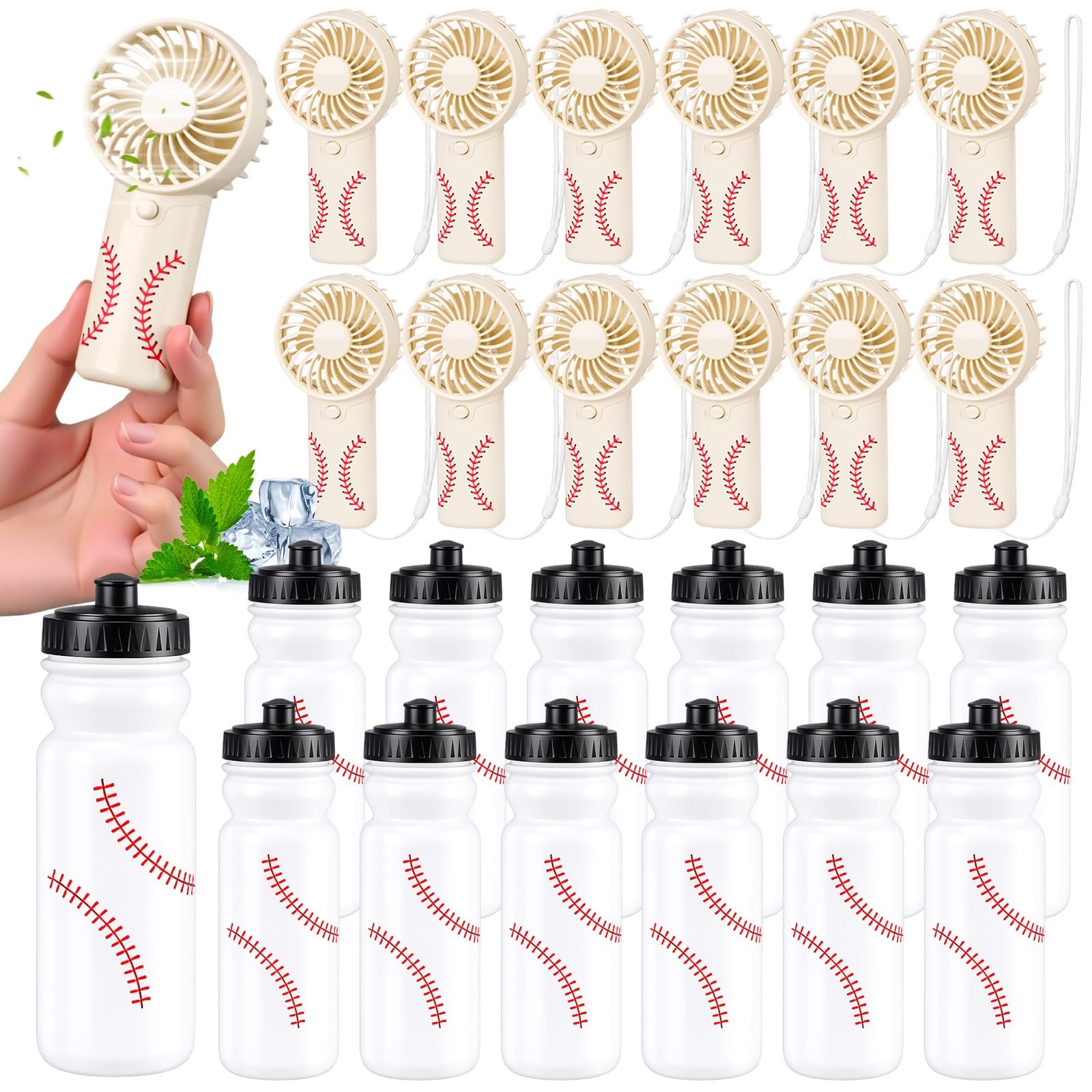 24 Pcs Baseball Team Gifts Bulk, 20 oz Baseball Water Bottles with Mini Handh...
