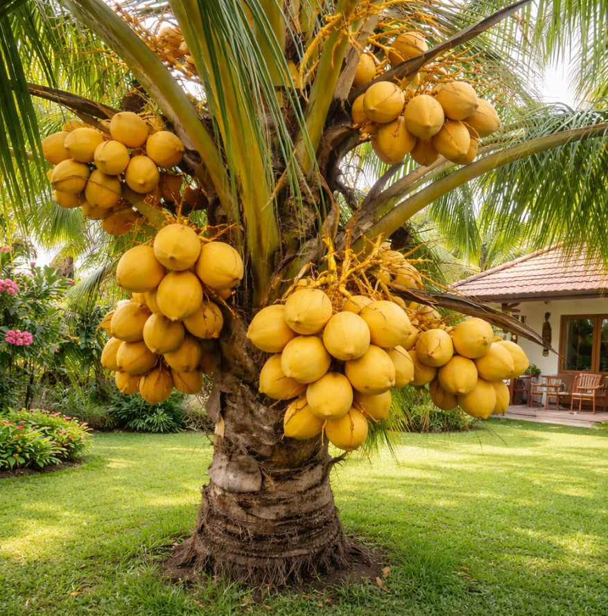 Dwarf Yellow Malayan Coconut Seed - Live Tropical Palm Seed - No Ship to CA