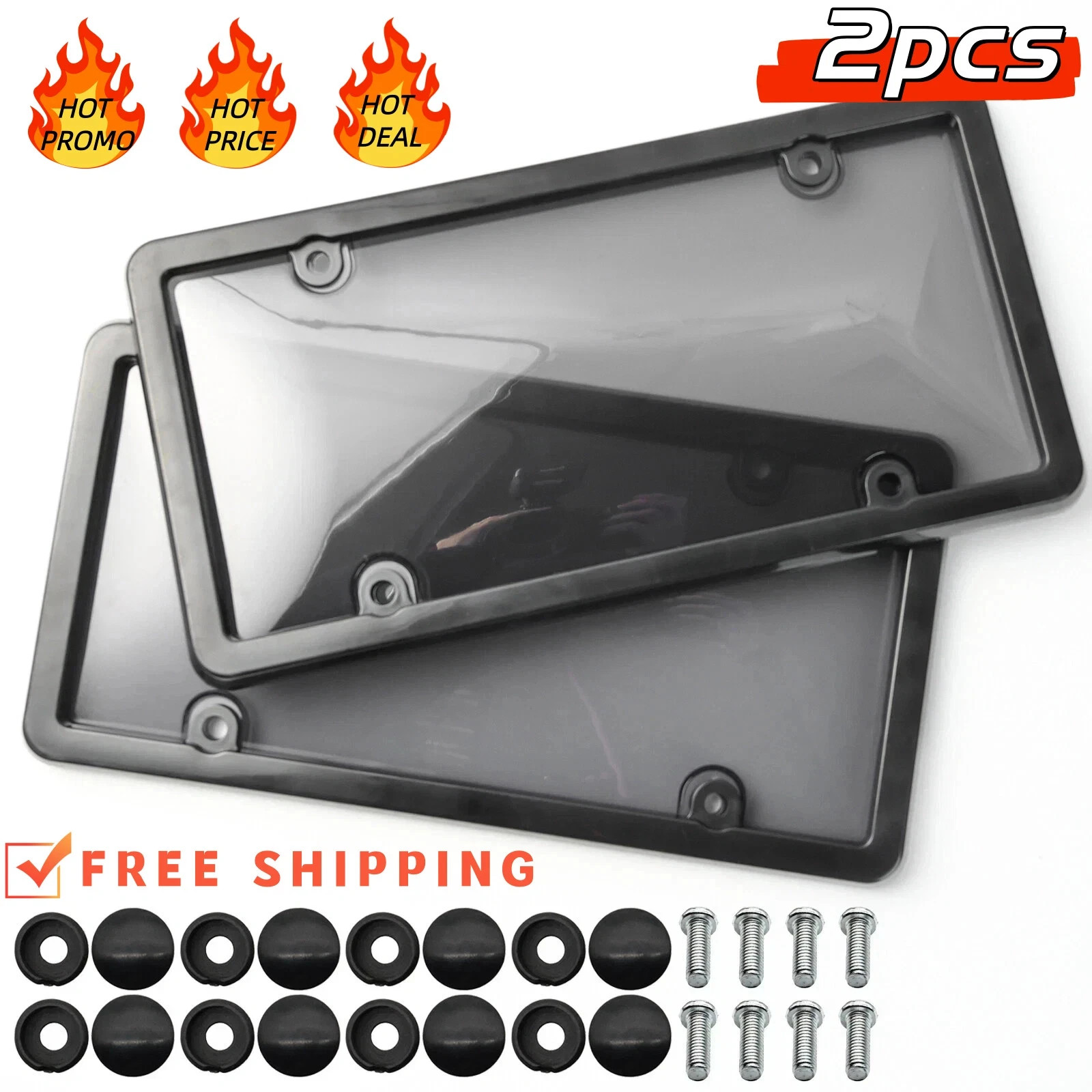 2X Unbreakable License Plate Covers+Frames Auto Tag Shield Protector Front Rear 2X Unbreakable License Plate Covers+Frames Auto Tag Shield Protector Front Rear