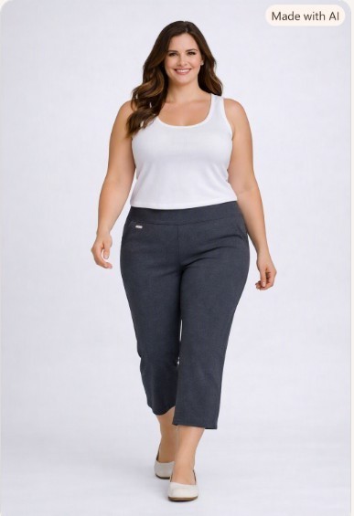Alfani Womens Light Grey Pull-On Capri Pants Stretch Comfort Work Casual 18W NWT