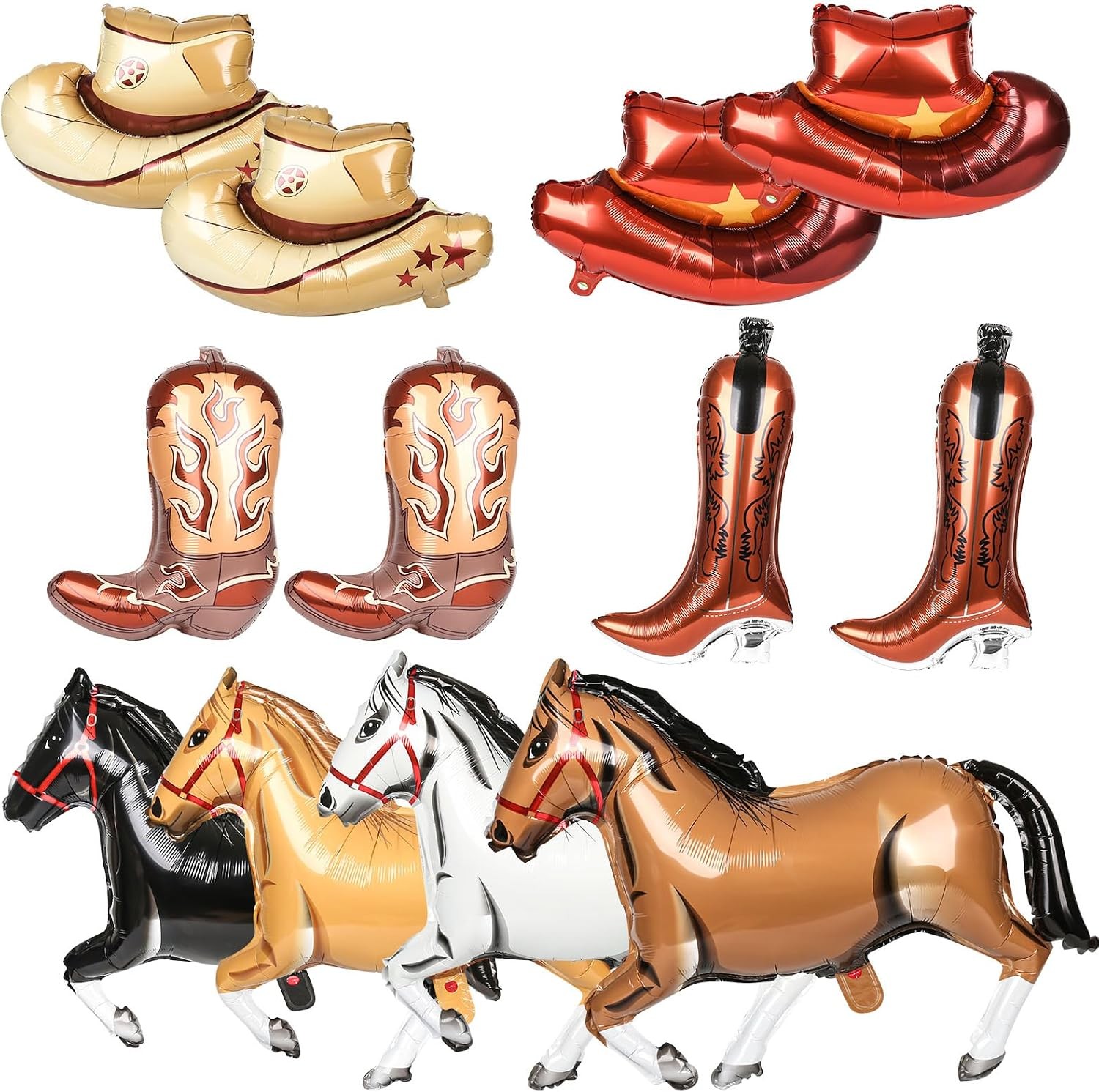 4 Pcs Cowboy Hat Balloons for Western Cowboy Birthday Party Decorations, 4 Pcs