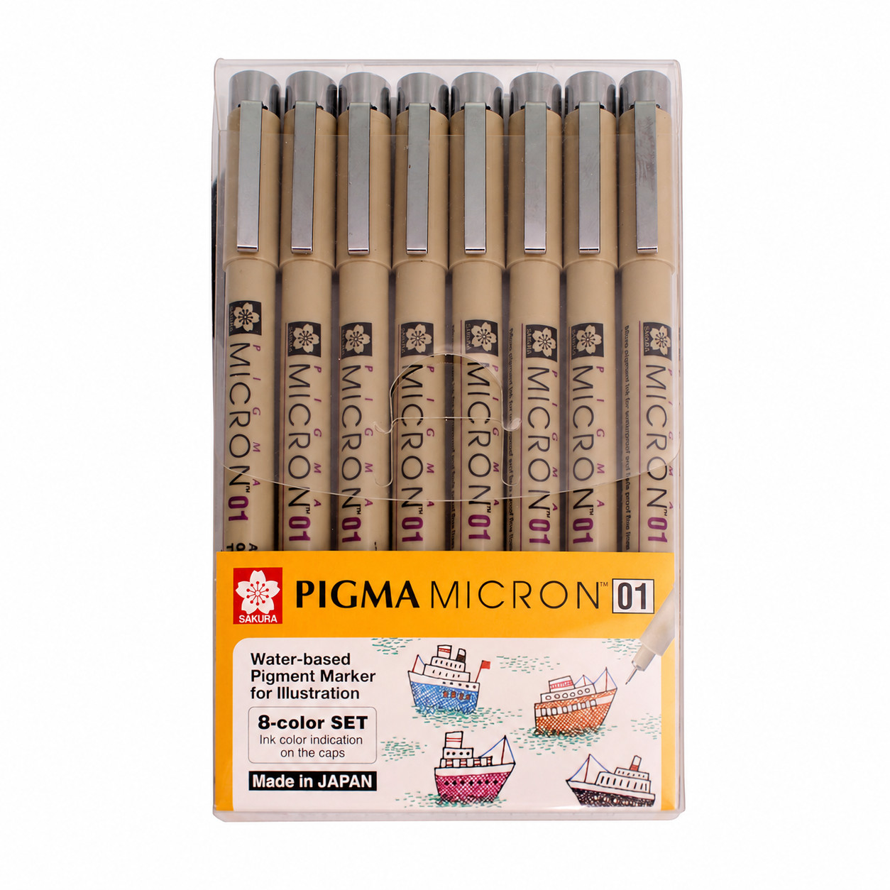 Sakura Pigma Micron Fineliners Pen 0.25Mm Assorted Color 8 Pens(01-Assort Color)