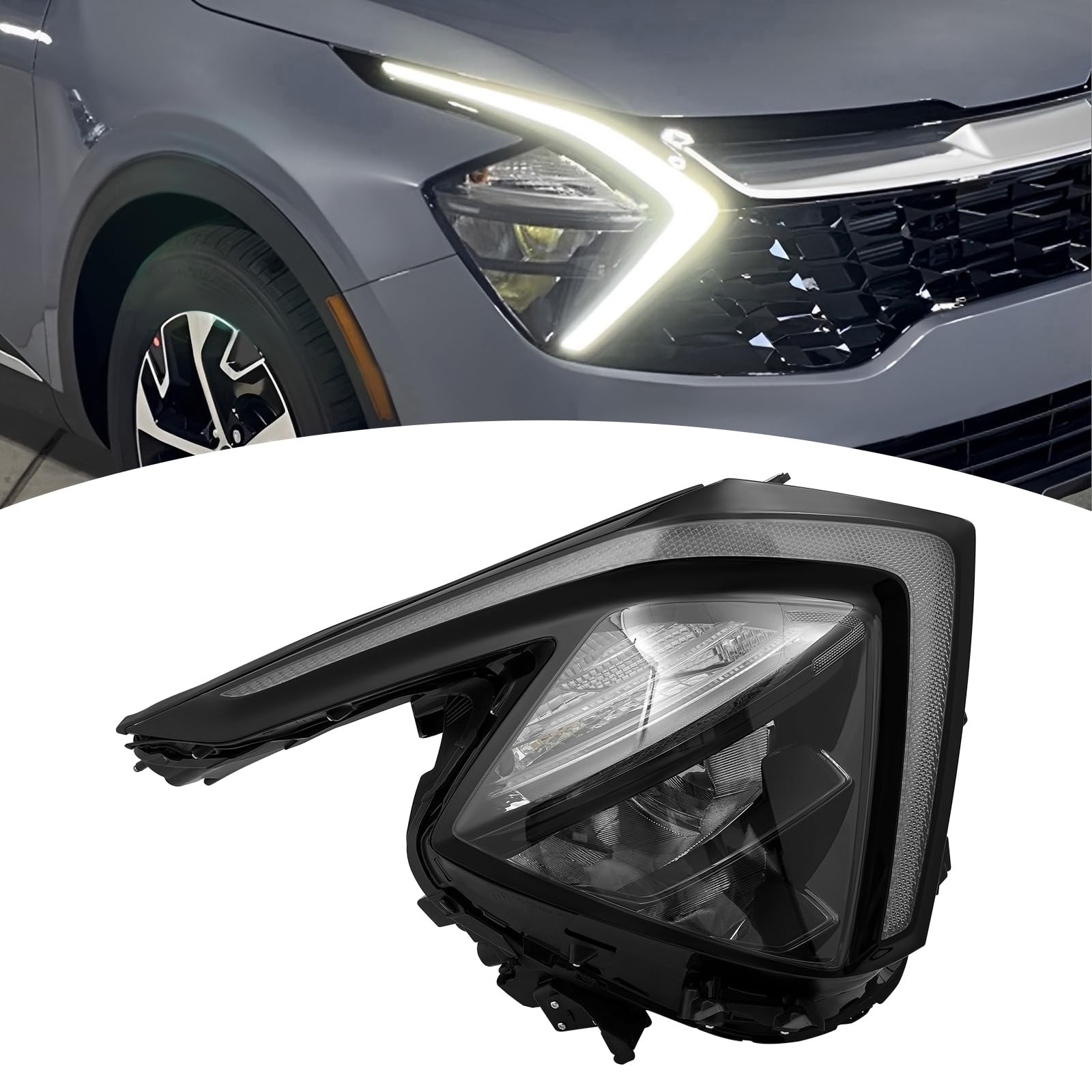 2022-2024 Kia Sportage LED Headlight Right Passenger Black Housing 92102-DW000