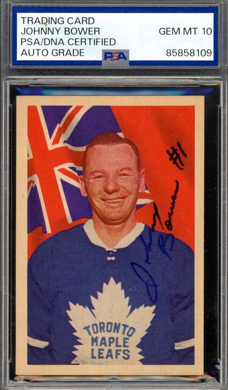 Johnny Bower Gem Mint 10 PSA DNA Signed 1963 Parkhurst Autograph Johnny Bower Gem Mint 10 PSA DNA Signed 1963 Parkhurst Autograph
