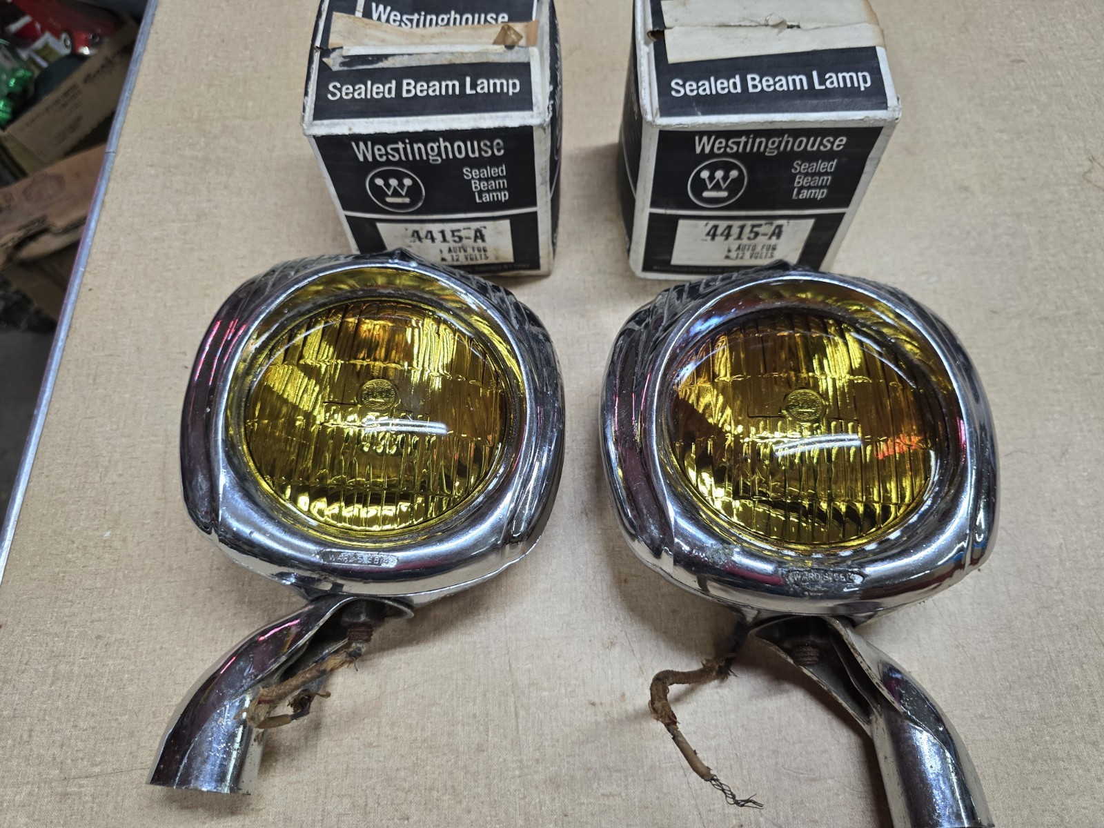OG Chrome DECO fog lamp lights NOS CHEVY OLDS BUICK 37 38 39 40 41 47 48 49 50
