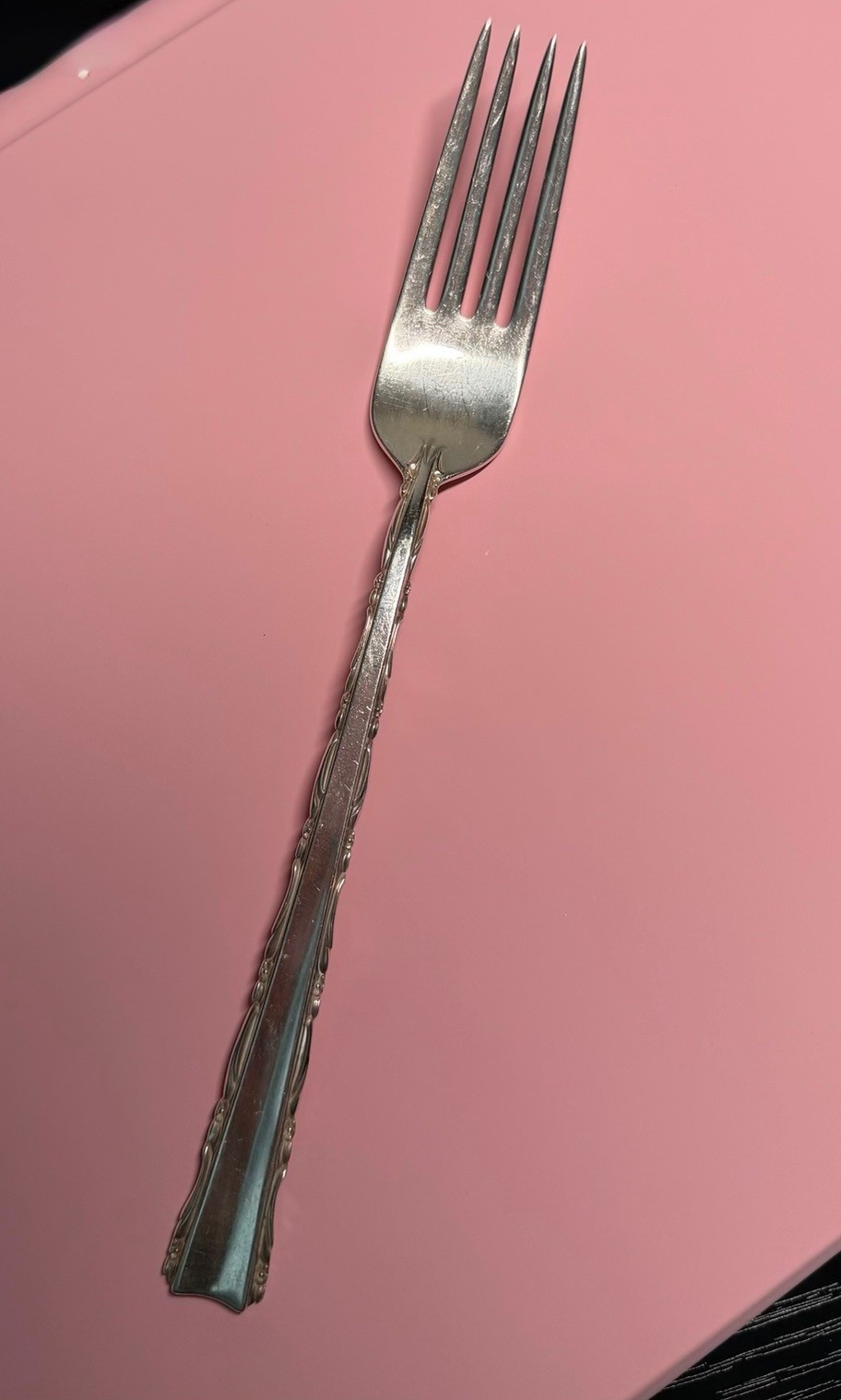 Lunt Floral Lace Sterling Silver Dinner Fork 7.5” 53g Vintage Flatware