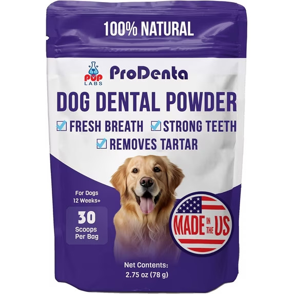 Pup Labs ProDenta Dog Dental Powder 30 Scoops Natural Breath Freshener Teeth