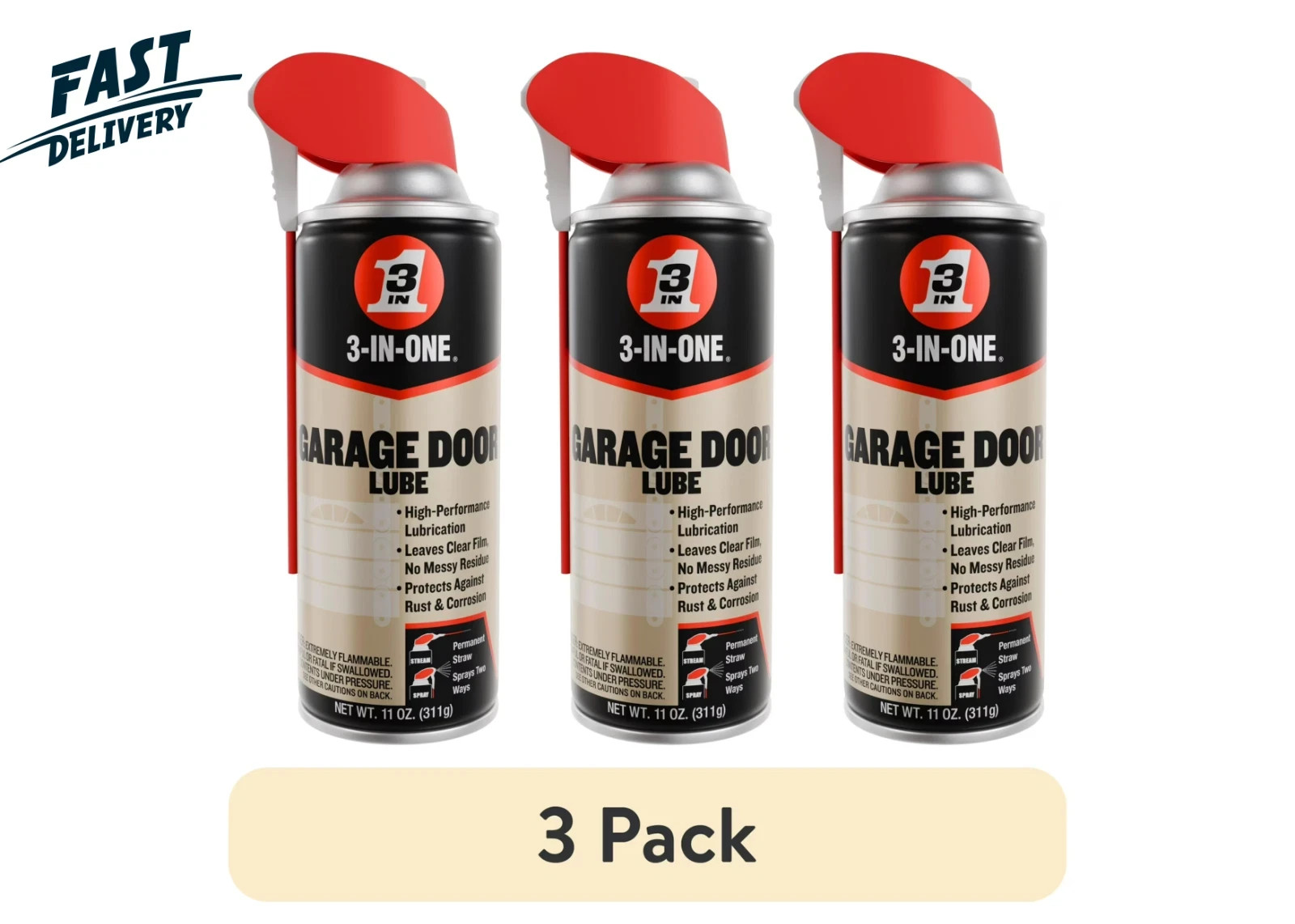 3 PACK 3-IN-ONE Professional Garage Door Lubricant 2 Ways 11 OZ 3 PACK 3-IN-ONE Professional Garage Door Lubricant 2 Ways 11 OZ