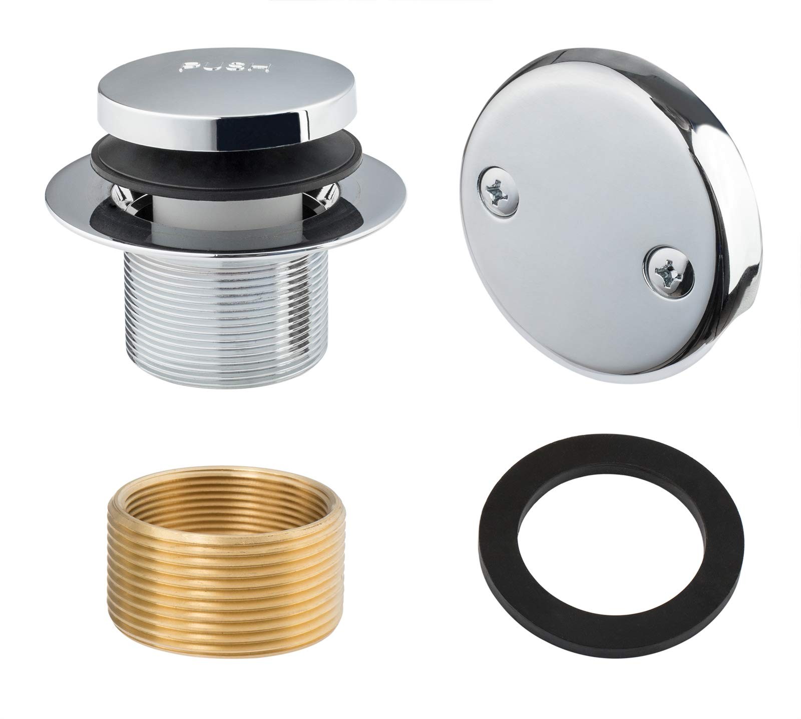 Tip-Toe Bathtub Drain Trim Kit with 2-Hole Overflow Faceplate, Chrome