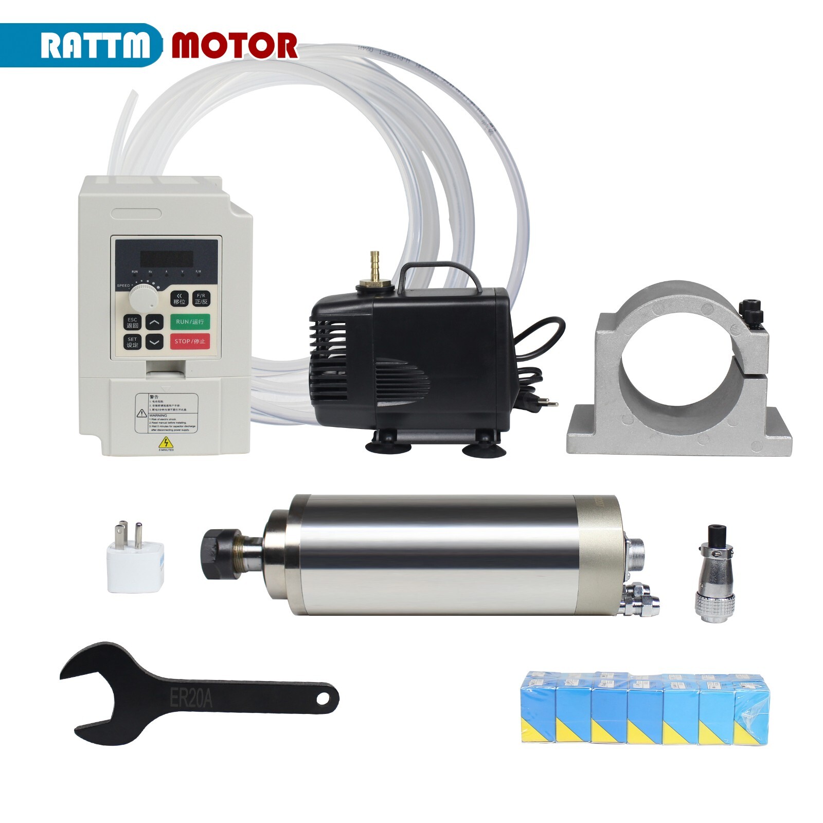 US SHIP】2.2KW 110V Water Cooled Spindle Motor Kit 80mm+VFD Driver Inverter+Mount US SHIP】2.2KW 110V Water Cooled Spindle Motor Kit 80mm+VFD Driver Inverter+Mount