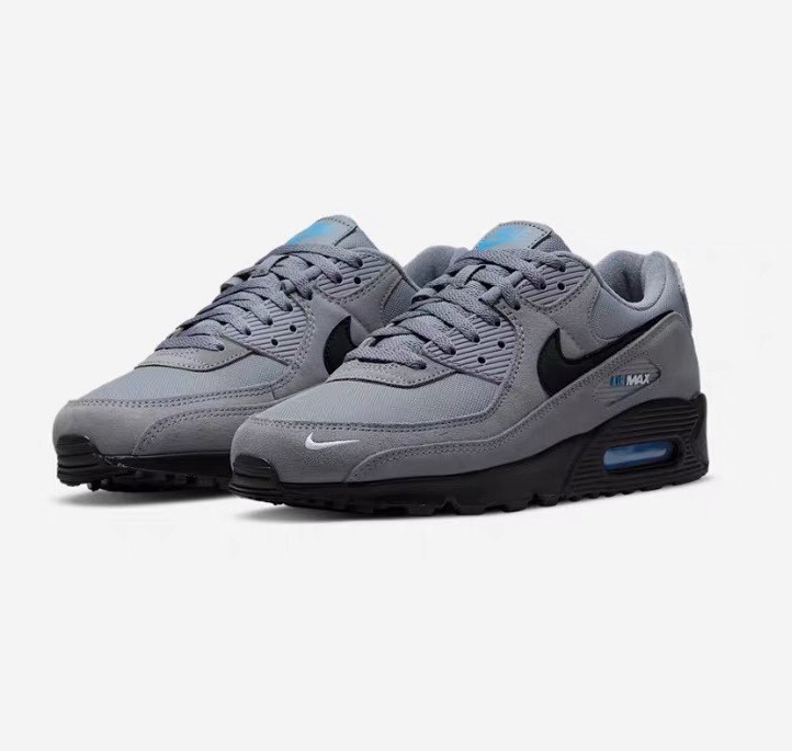 Nike Air Max 90 Men Shoe Running Sneaker DO6706‑002 Smoke Grey Black Blue No Box