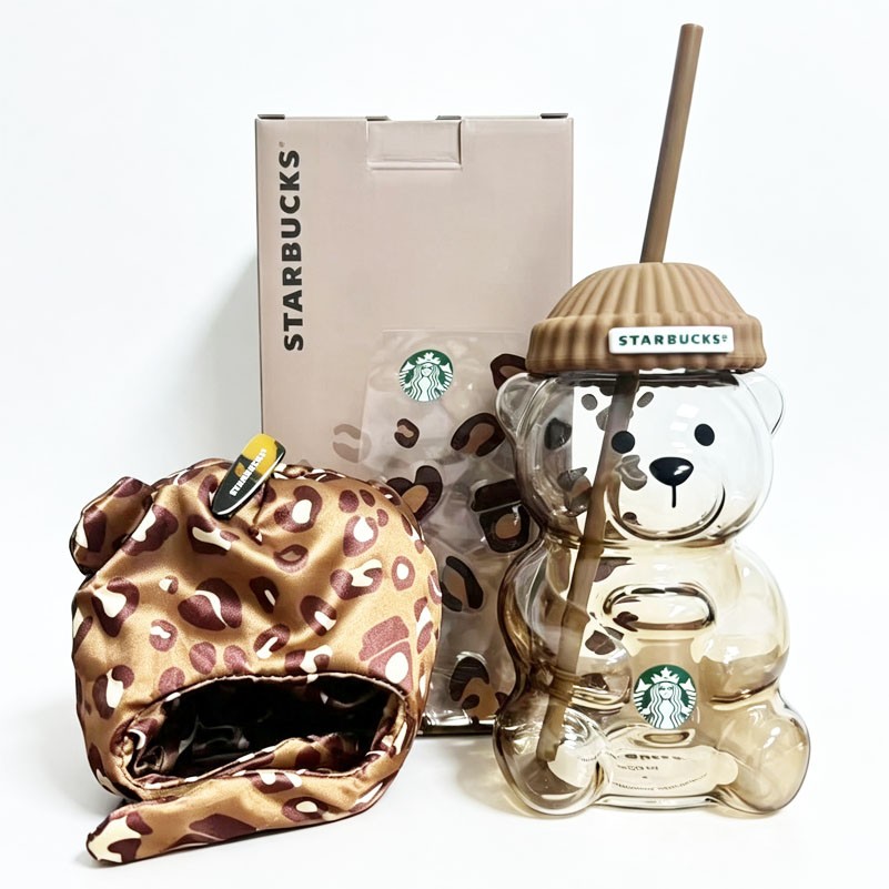 New Starbucks 2026 Leopard Print Bearista Bear Glass Tumbler Straw Cup New Starbucks 2026 Leopard Print Bearista Bear Glass Tumbler Straw Cup