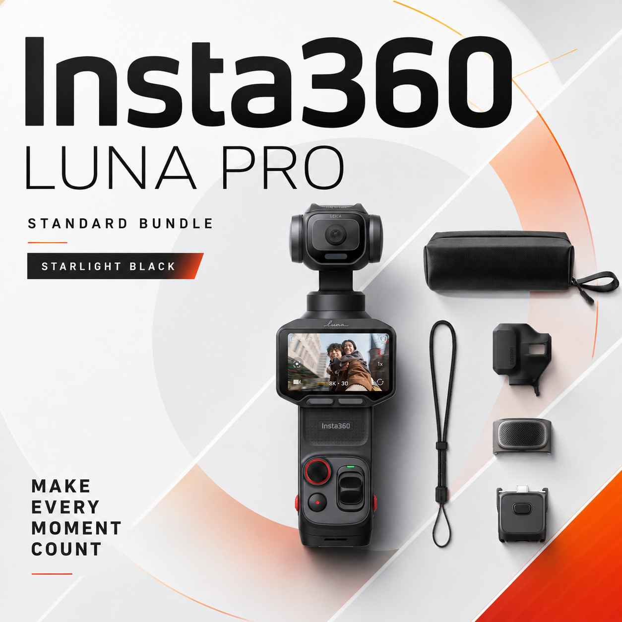 Insta360 Luna Pro 8K Leica 1-Inch Gimbal Camera Standard Bundle Black