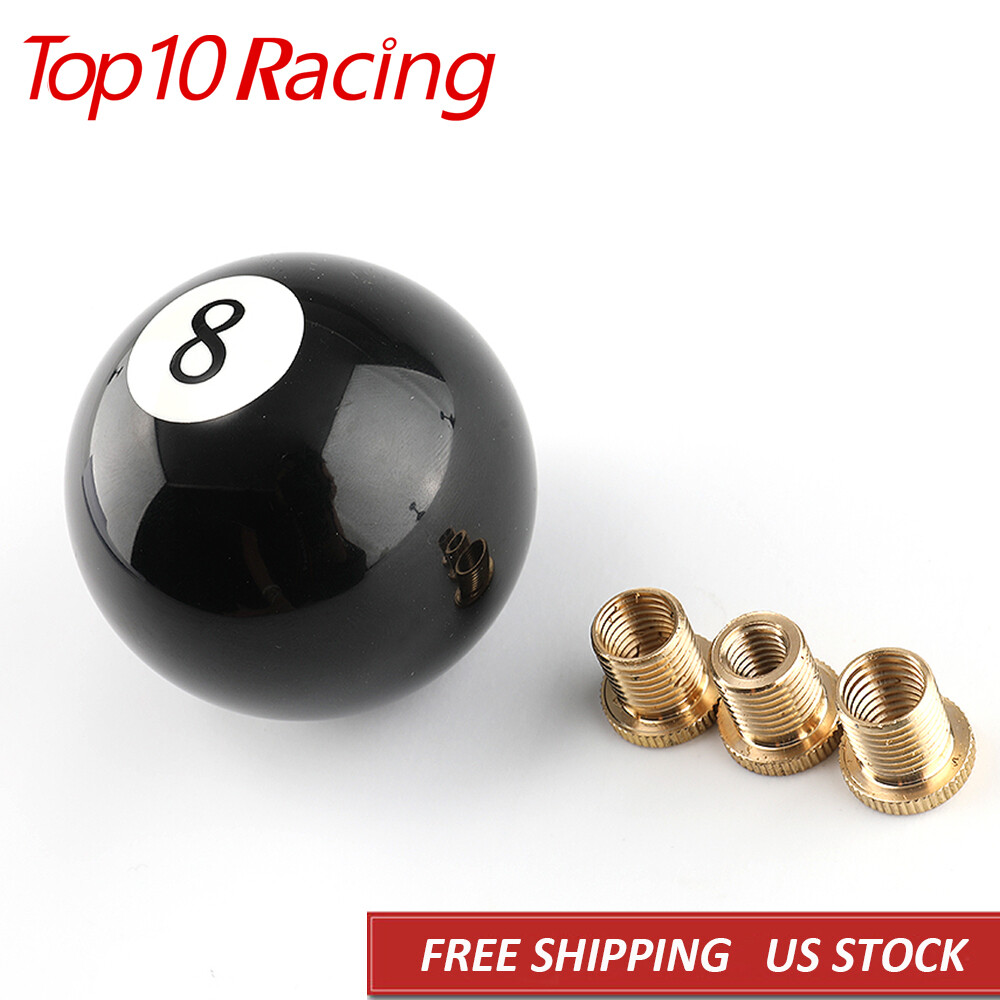 No.8 Billiard Ball Round Universal Custom Gear Shifter Shift Knob w/ 3 Adapters⭐